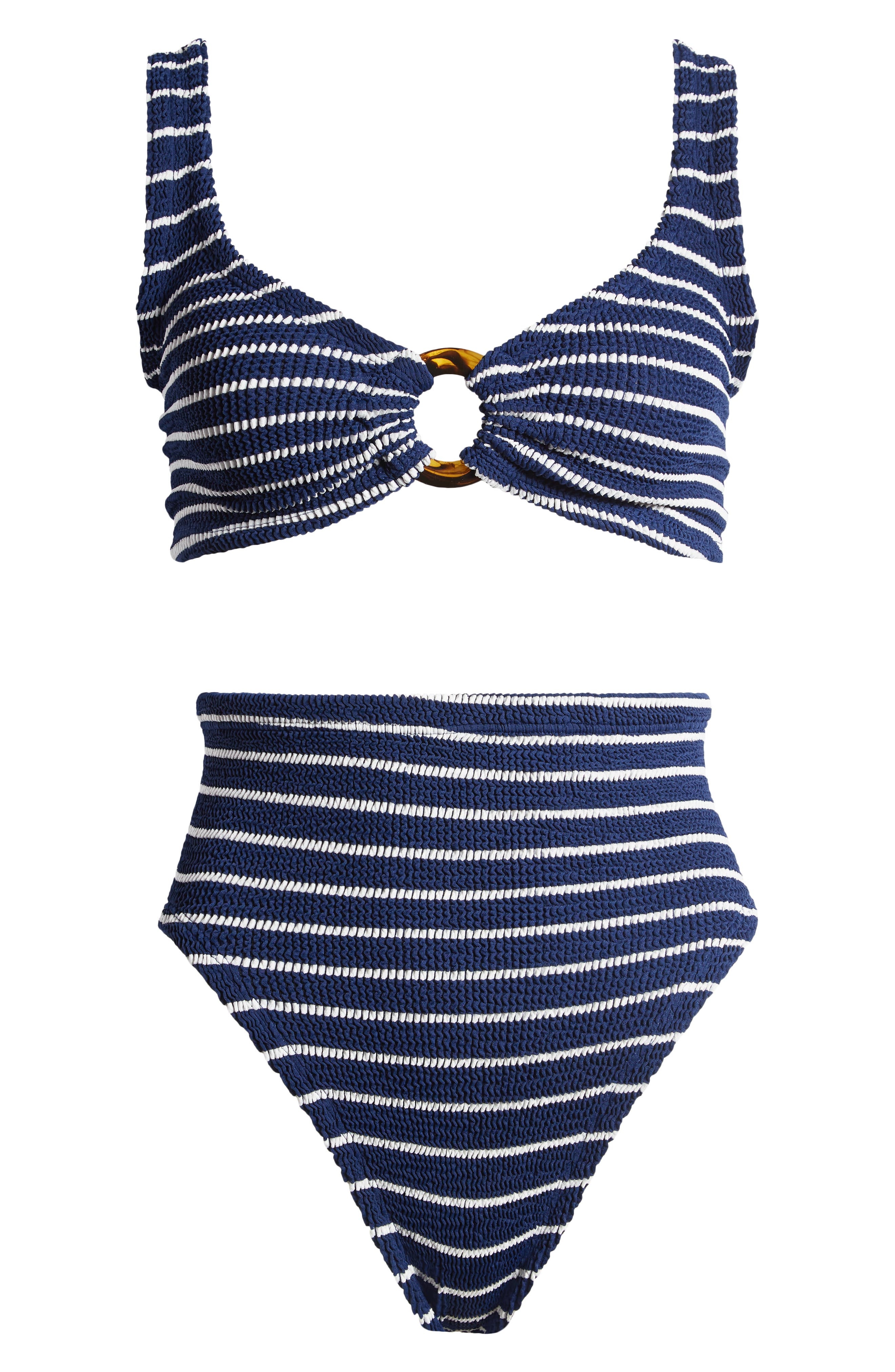 Hunza G Nadine Stripe Two-Piece Swimsuit in Navy/White at Nordstrom - 6