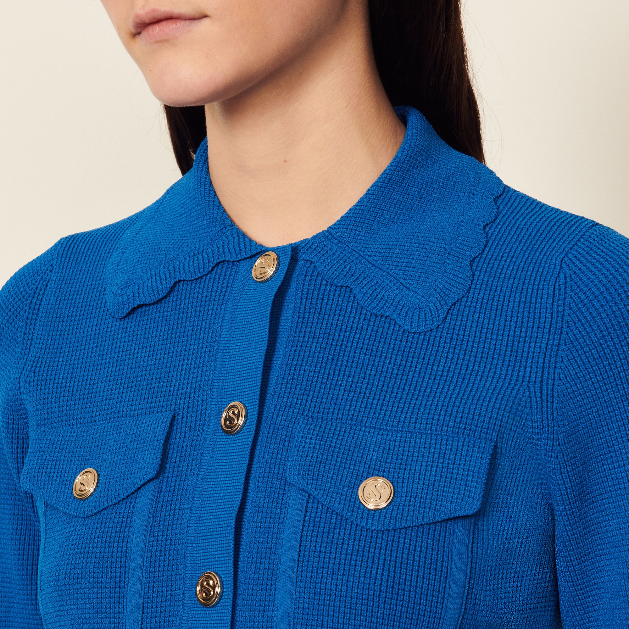 Fancy stitch knitted cardigan - 5