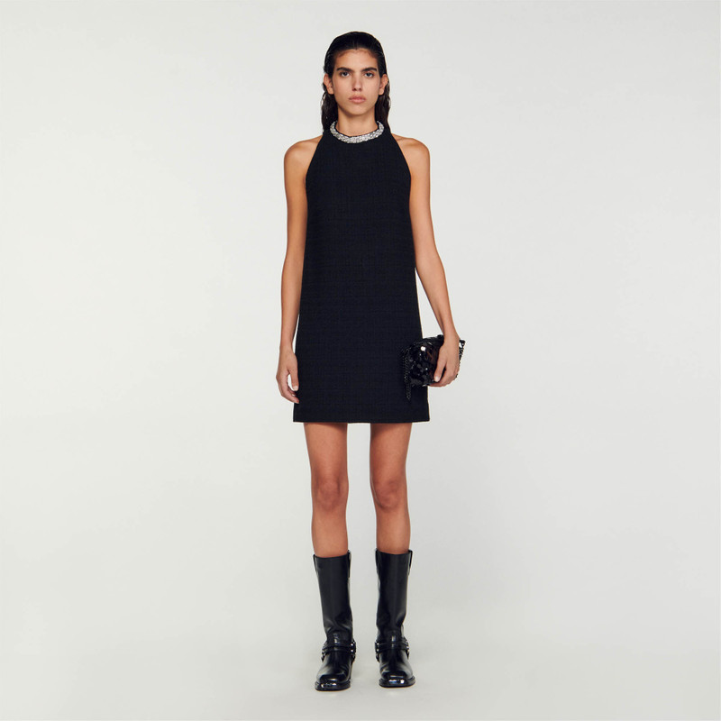 Sandro DRESS WITH JEWELRY COLLAR outlook