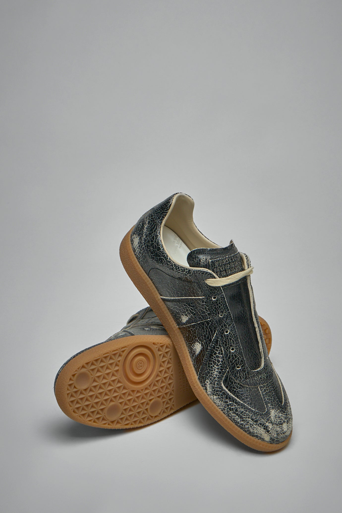 Replica Distressed Cracked-Leather Sneakers - 5