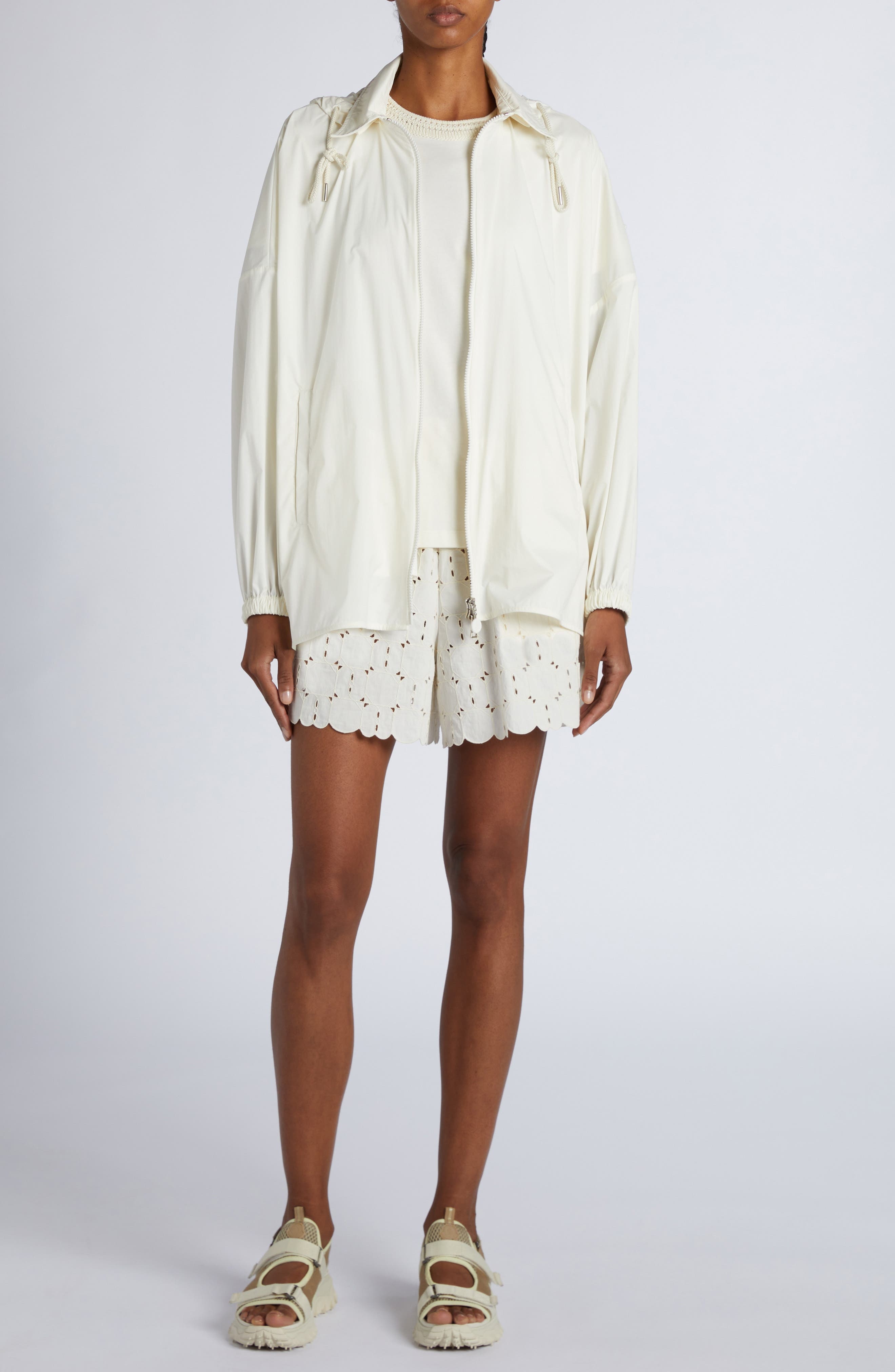 Moncler Hooded Shirt Jacket in White at Nordstrom - 2
