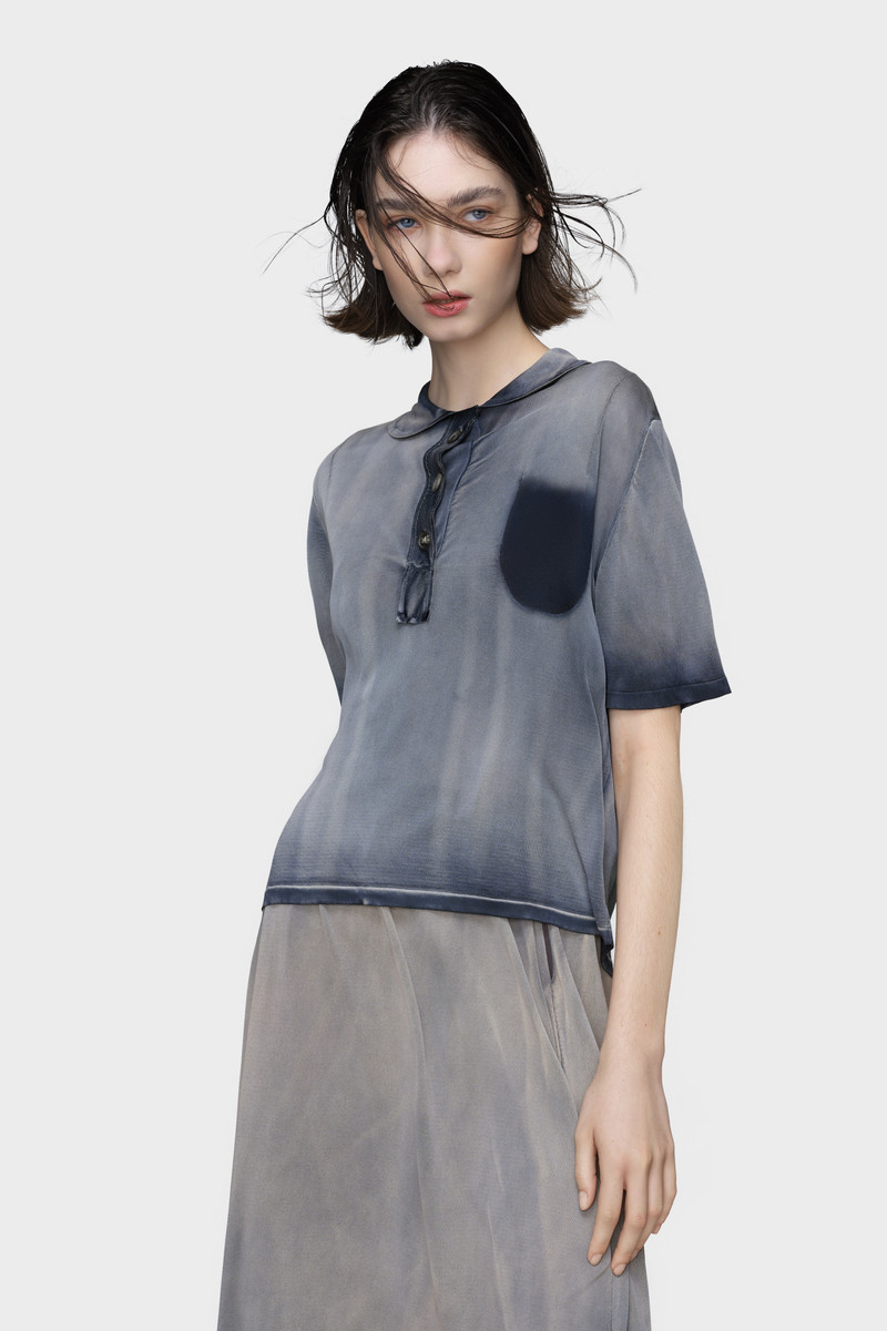 Maison Margiela Sun-faded polo top outlook