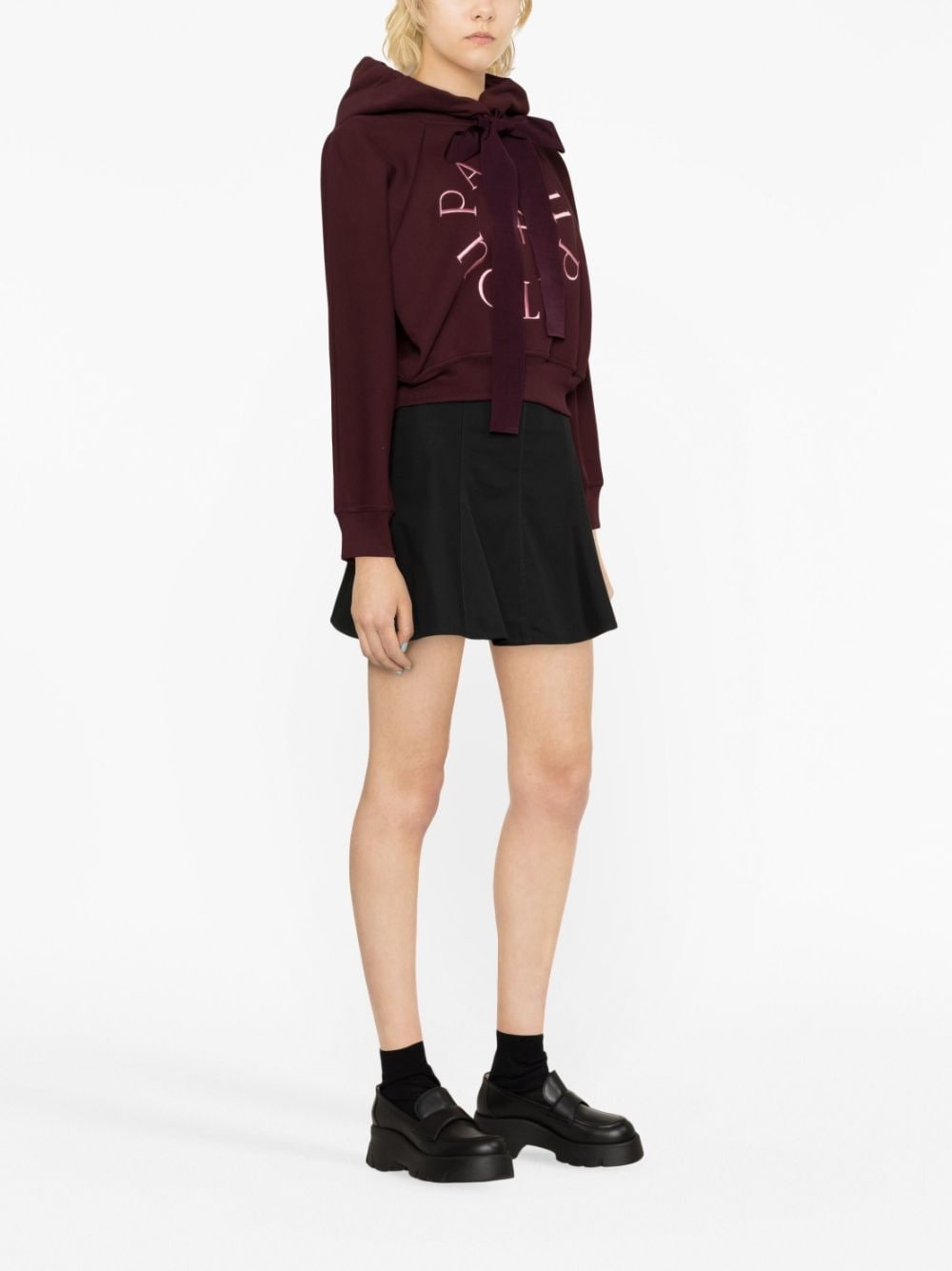 embroidered-logo cropped hoodie - 3