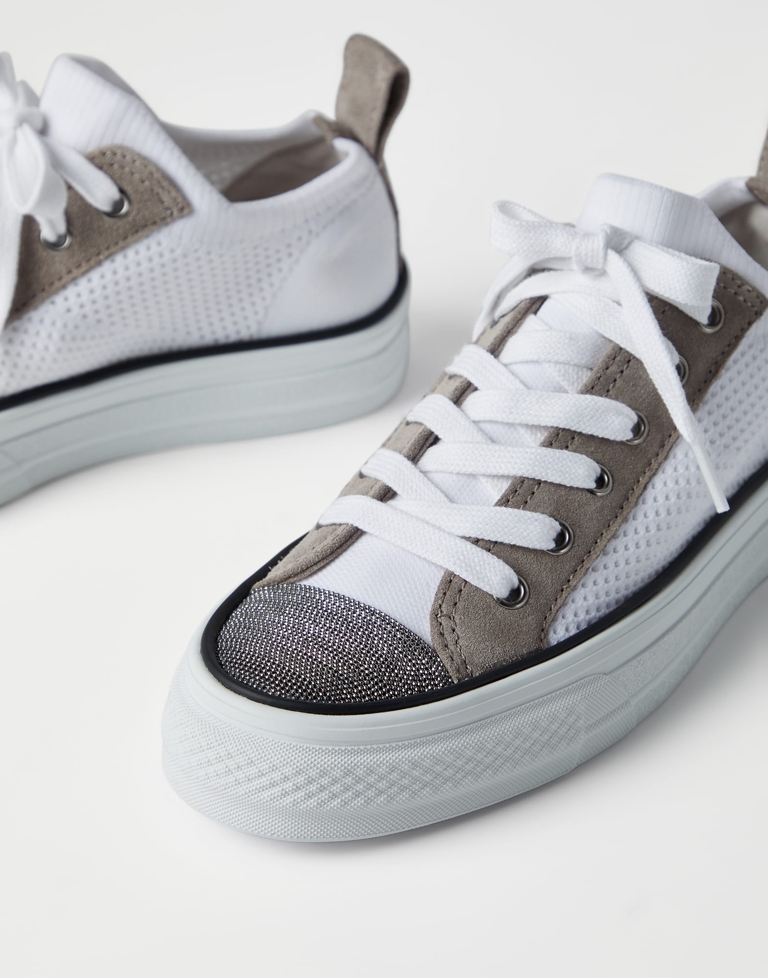 Knit and suede sneakers with precious toe - 3