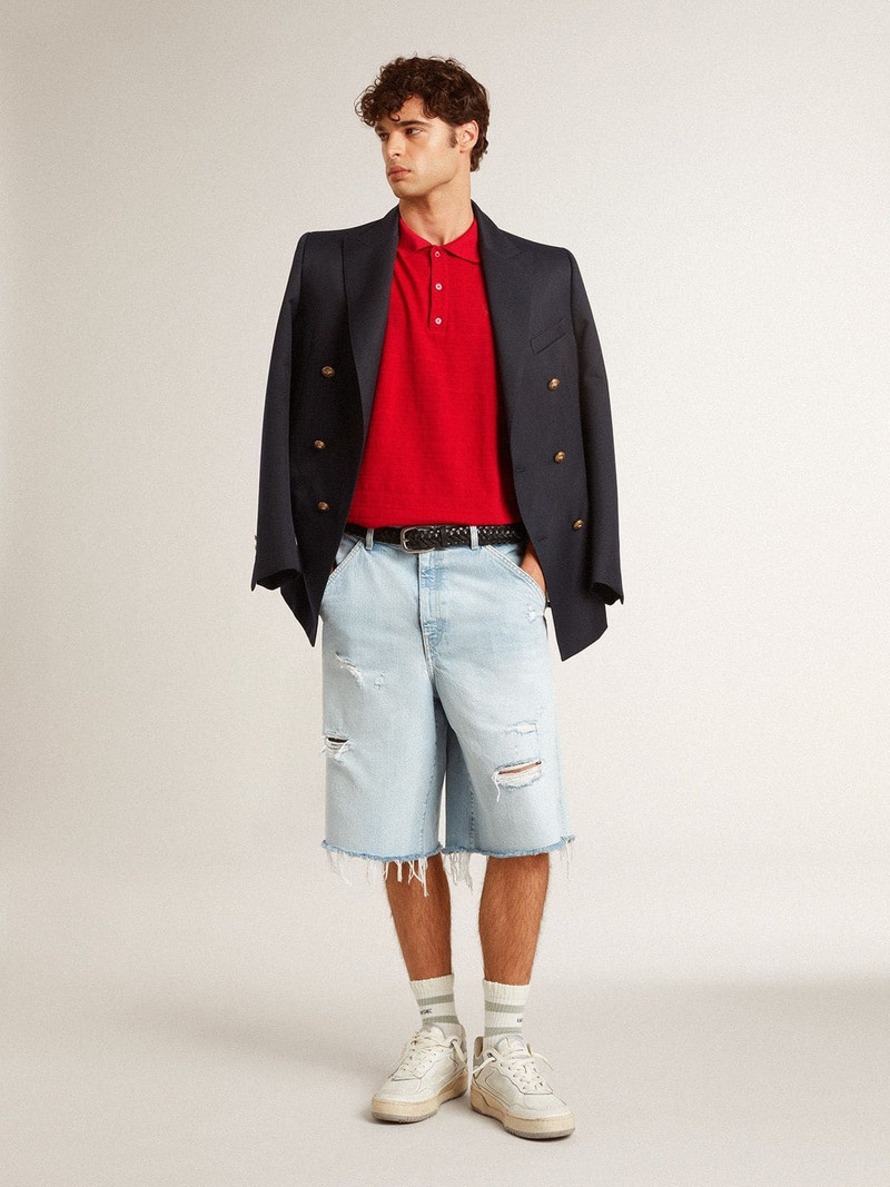 Men's polo shirt in red cotton piquet 3