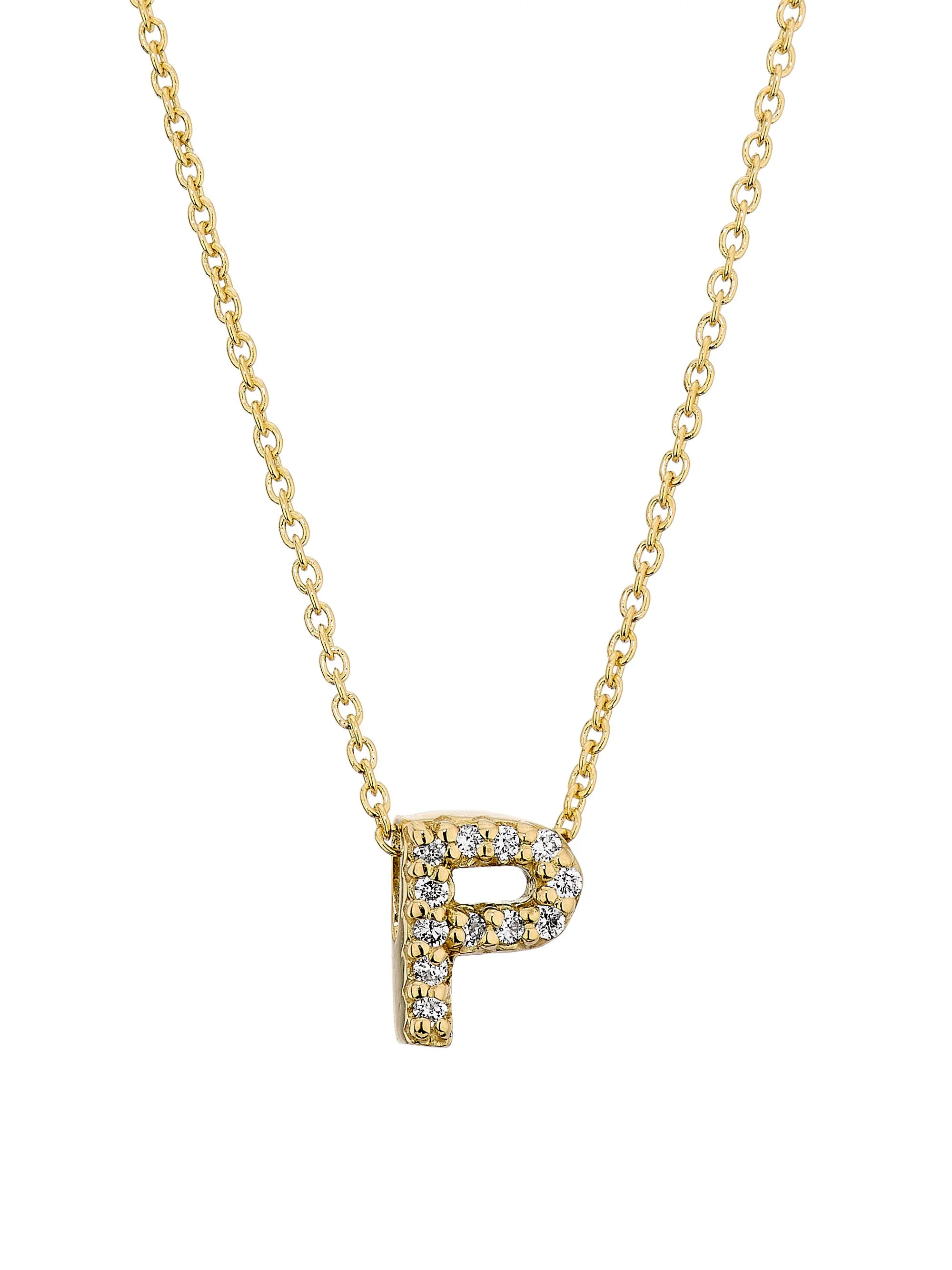 Women's Tiny Treasures Diamond & 18K Yellow Gold Initial Necklace - Initial P - 1