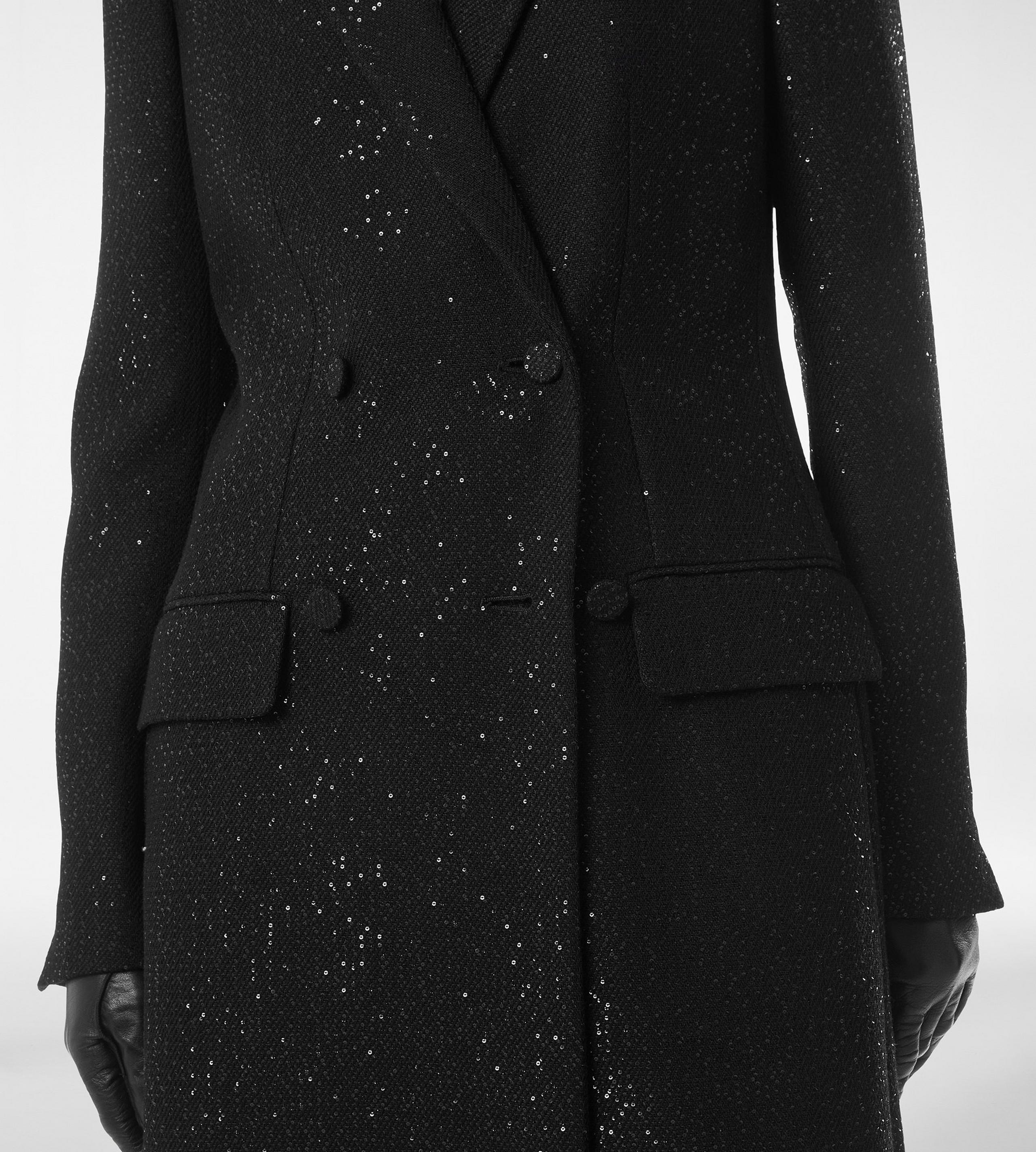 SEQUINED WOOL BLEND CREPE DOUBLE BREASTED COAT - 2