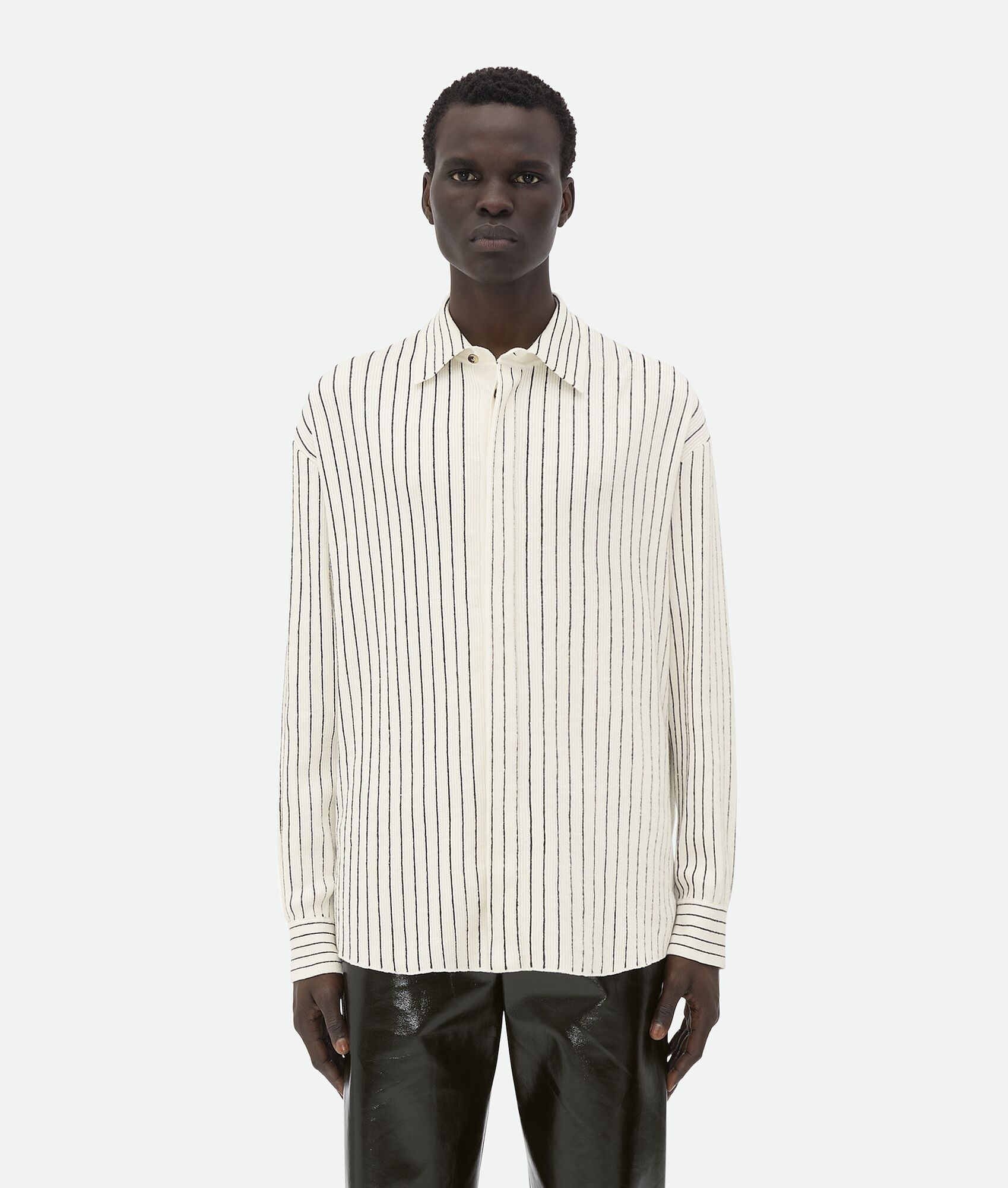 Pinstripe Knitted Linen Shirt - 1
