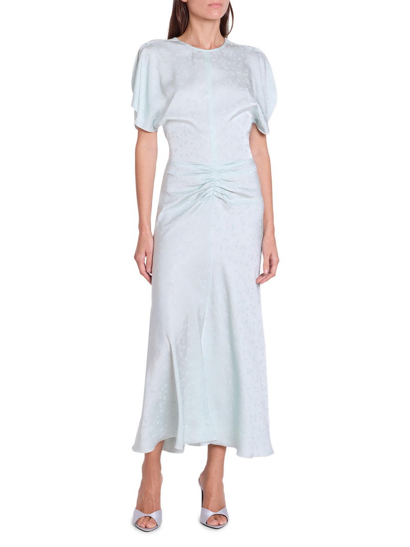 Women's Gathered Waist Burnout Velvet Midi-Dress - Aquamarine 3