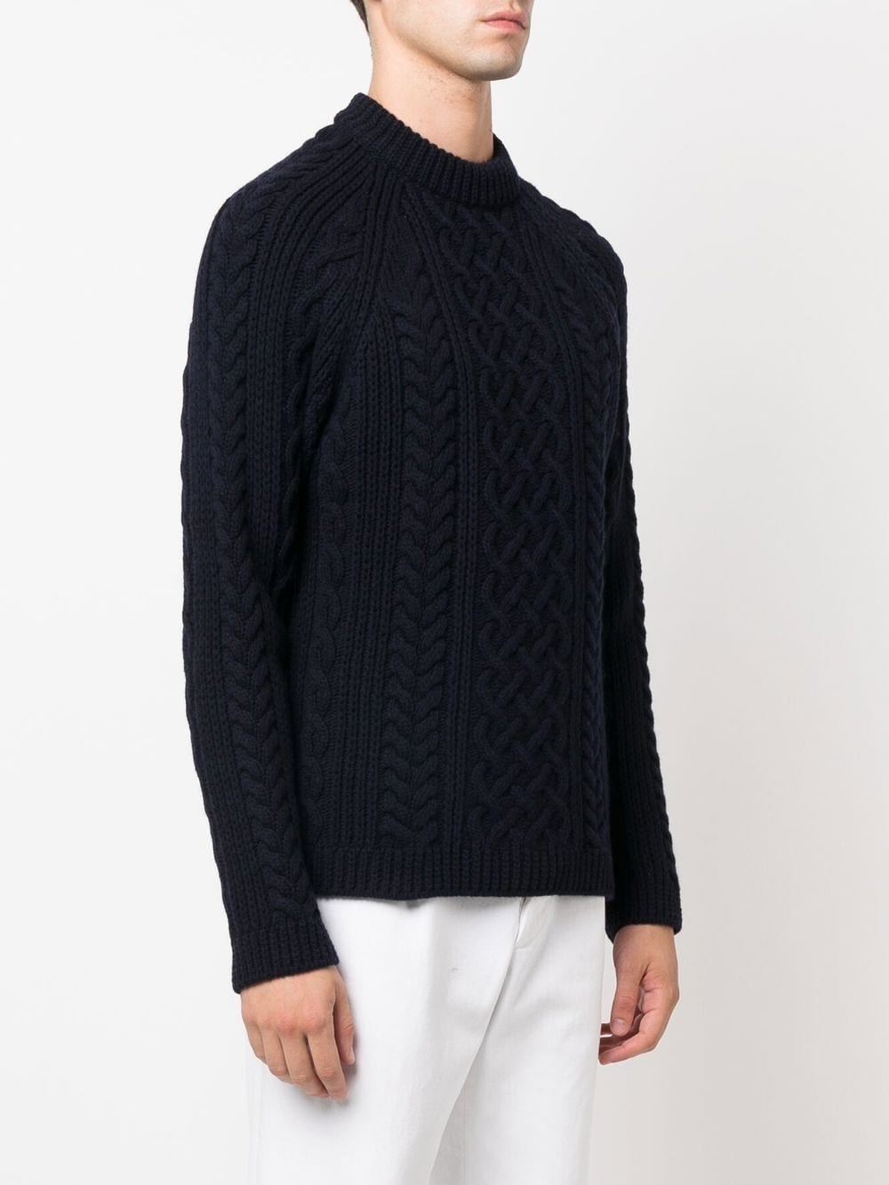 logo-patch cable-knit wool jumper - 3