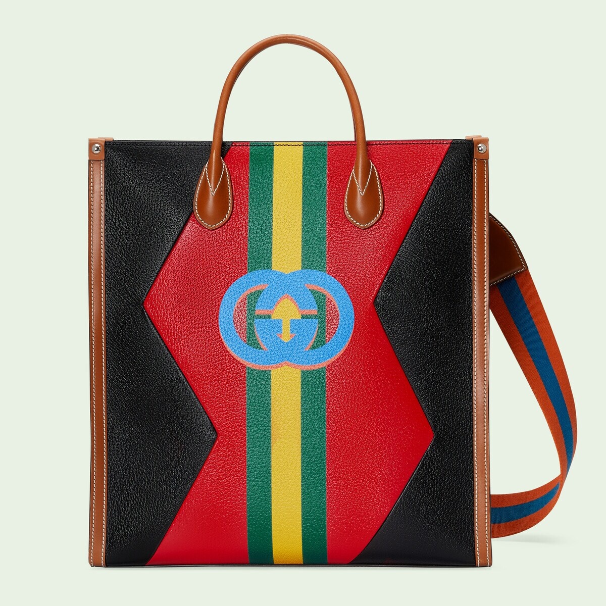 Zig-zag medium tote bag with Web - 1