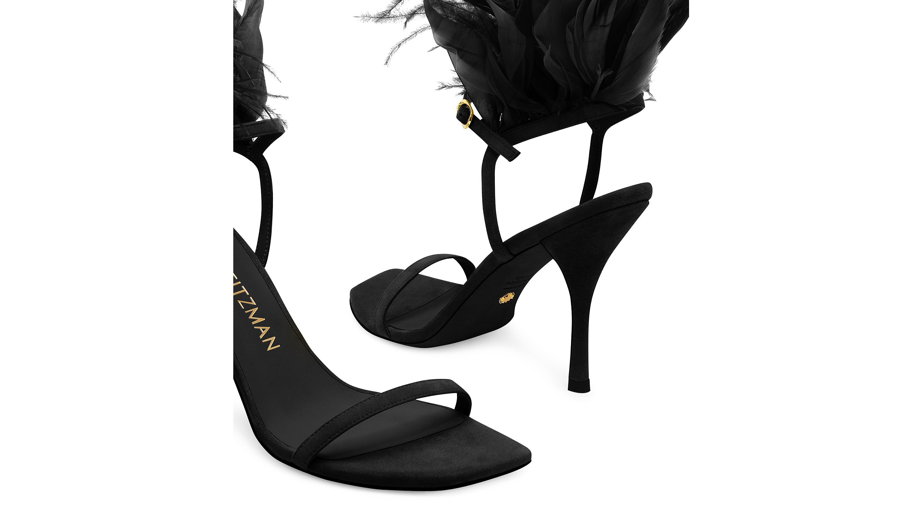サンダル・ミュール Stuart Weitzman Sandal Plume 100 Stuart Weitzman Plume 100 feather-trimmed Sandals | Pink