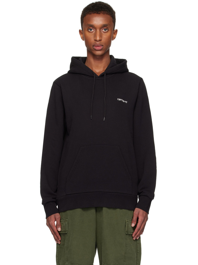 Black Script Embroidery Hoodie 1