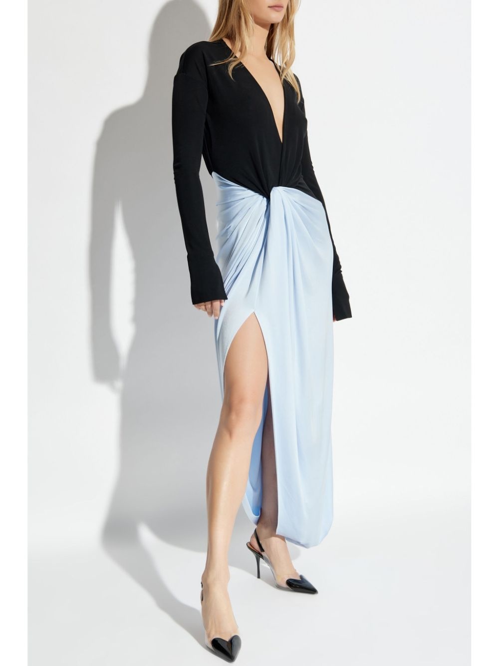 knot-detail jersey gown - 2