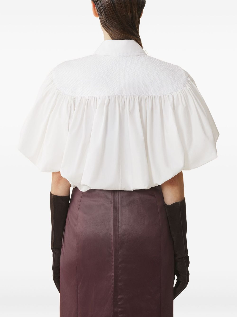 puffed-sleeve cotton blouse - 4