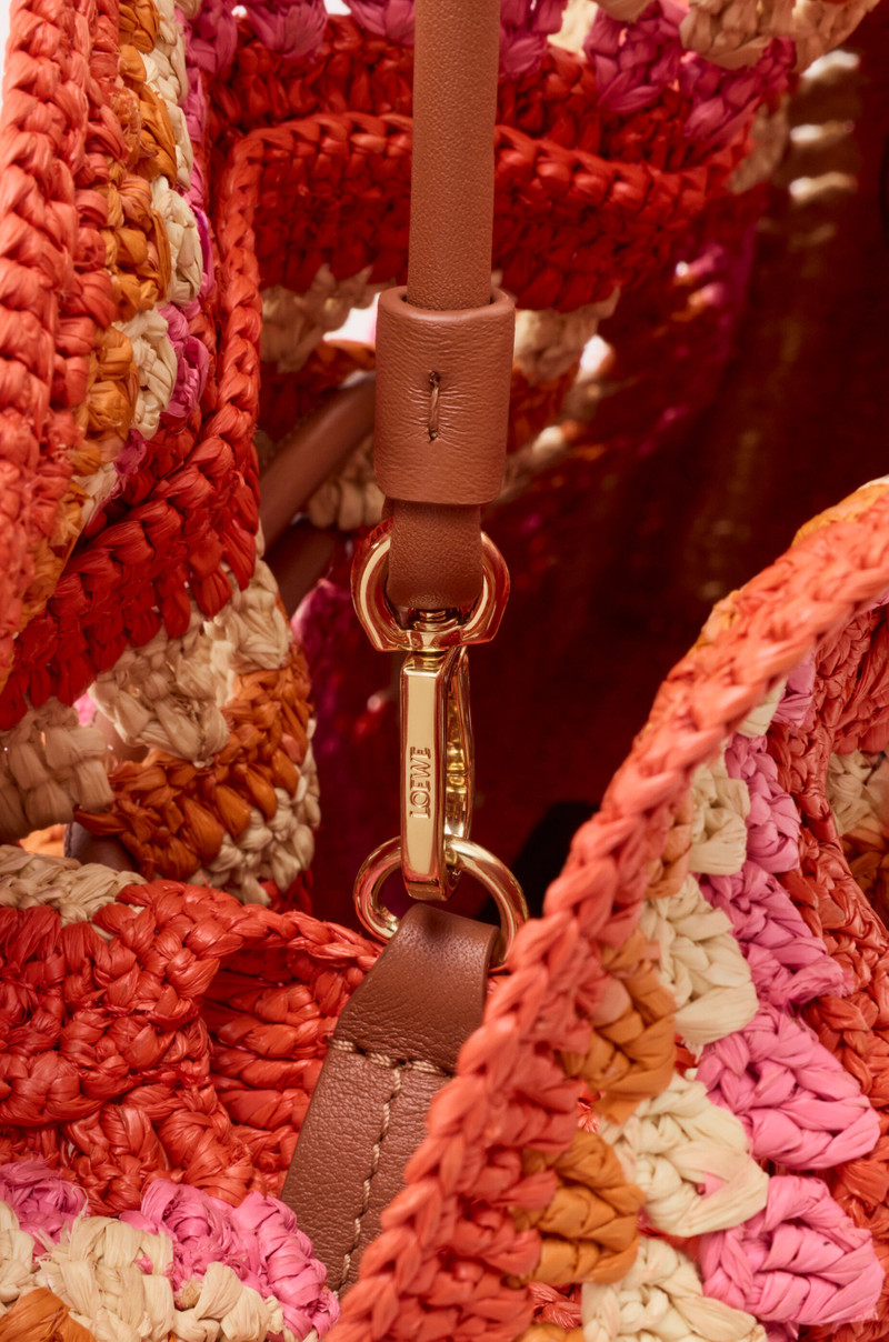 Medium Flamenco clutch in raffia and calfskin 10