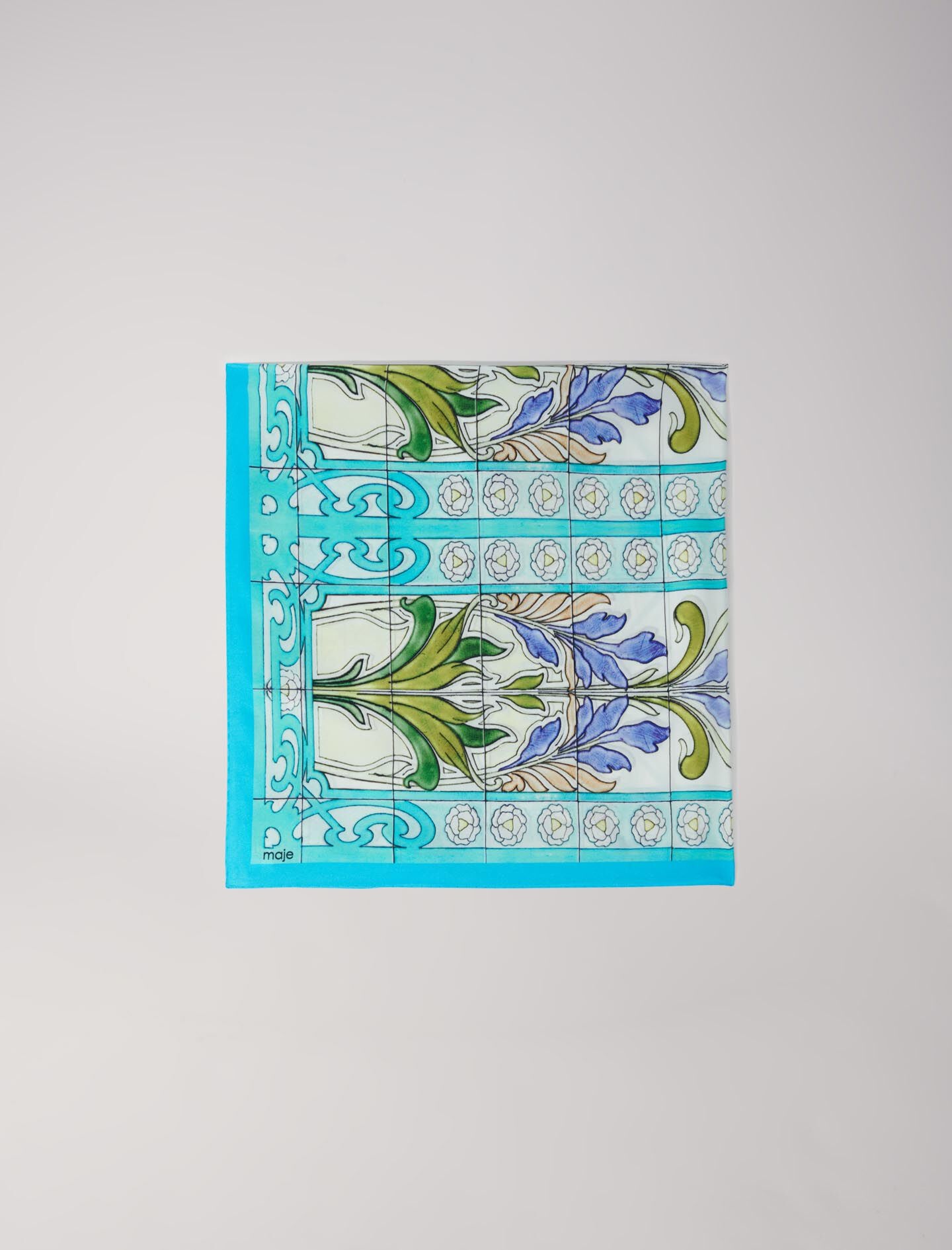 Mosaic pattern silk scarf - 9