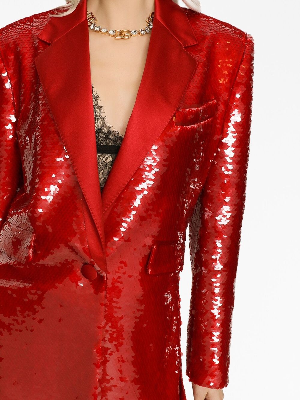 sequin-embellished button-up blazer - 5