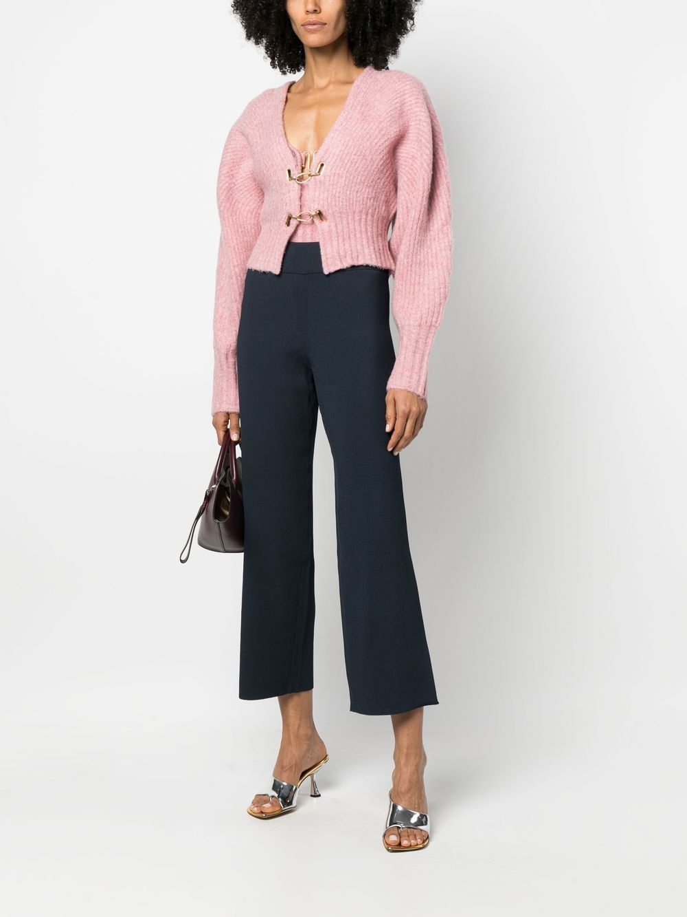 Casella hook-fastening cropped cardigan - 2