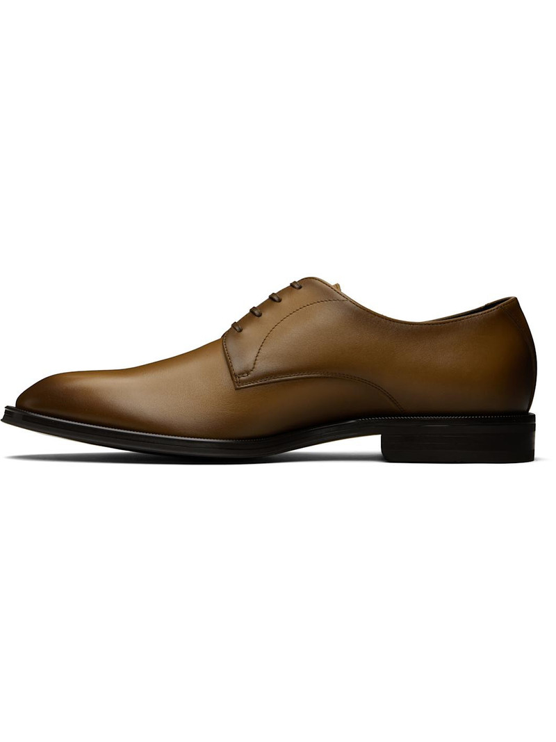 BOSS Brown Leather Stitching-Detail Derbys outlook