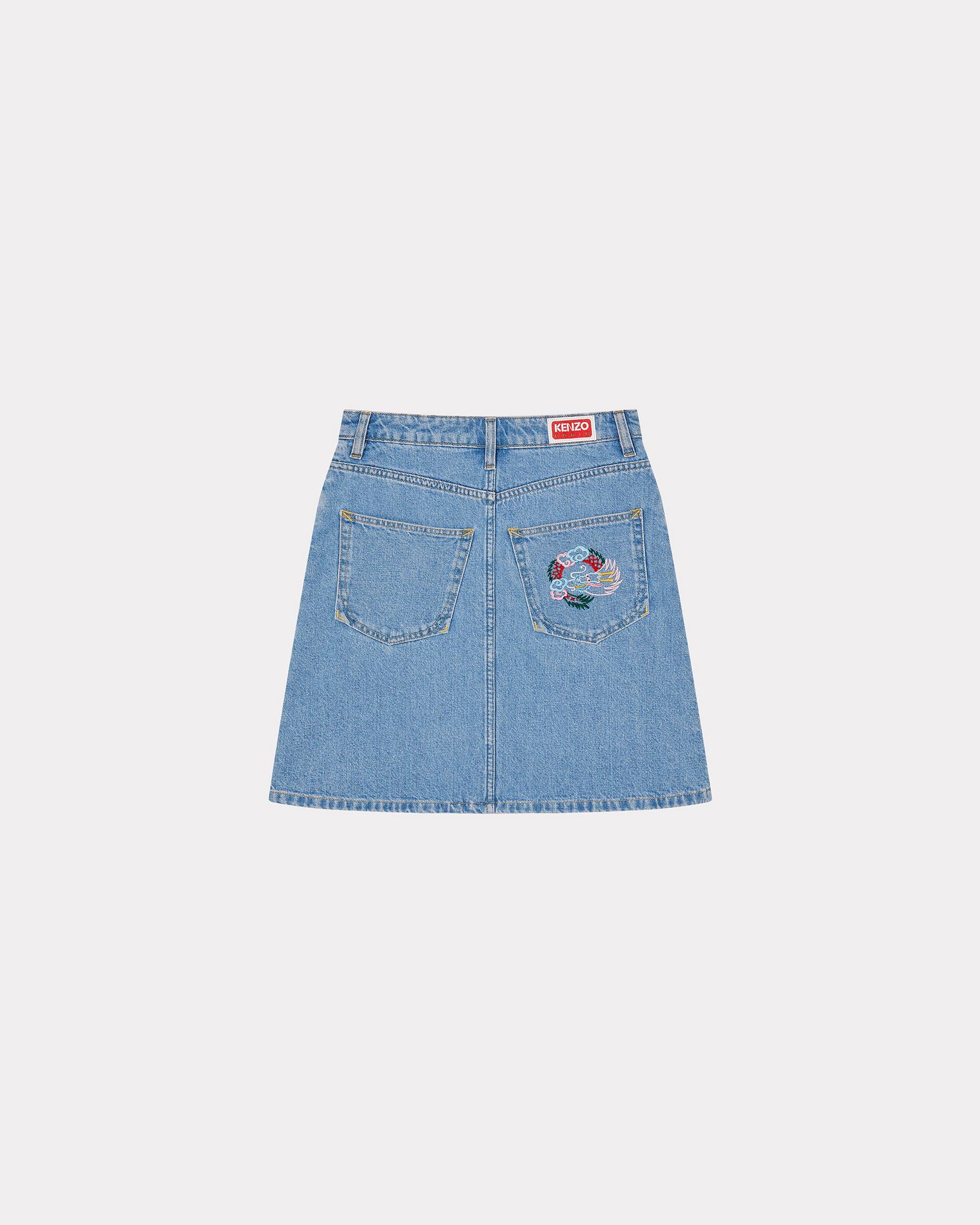 'Year of the Dragon' embroidered Japanese denim miniskirt - 2