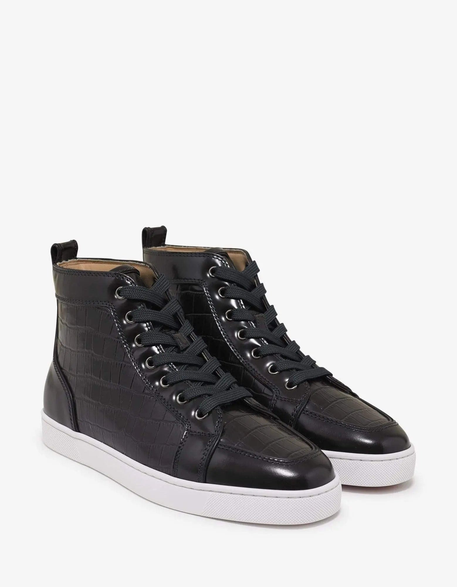 Christian Louboutin Rantus Flat Croc Embossed High Top Trainers - 1