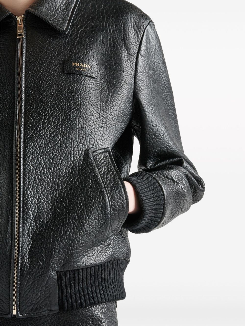crocodile-embossed leather jacket - 5