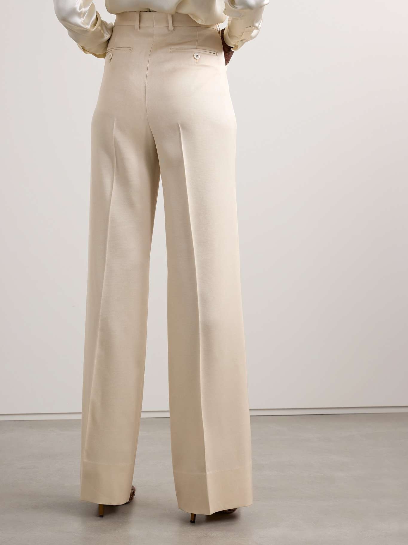 Silk and wool-blend twill straight-leg pants - 3