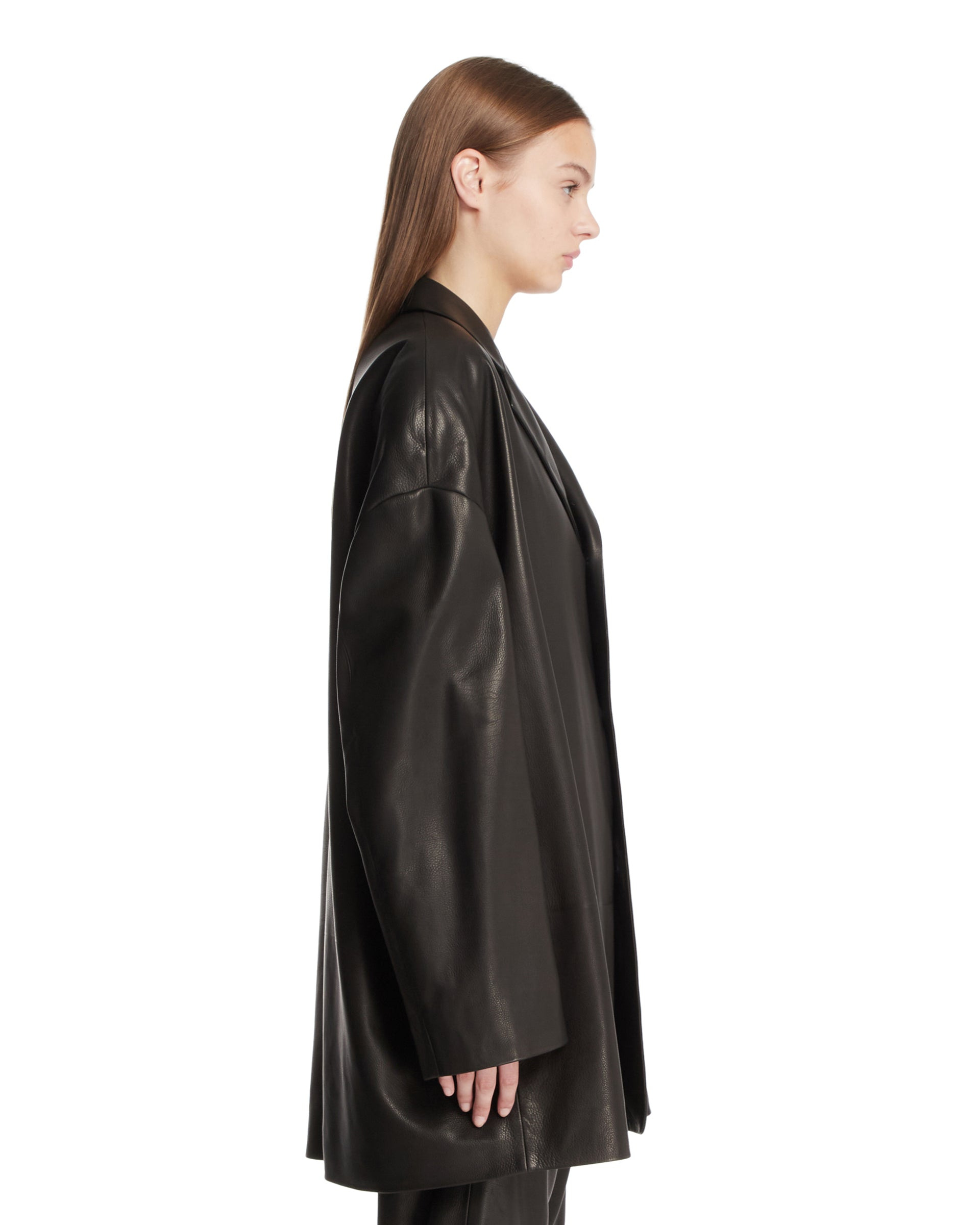 Black Oversized Leather Jacket - 5