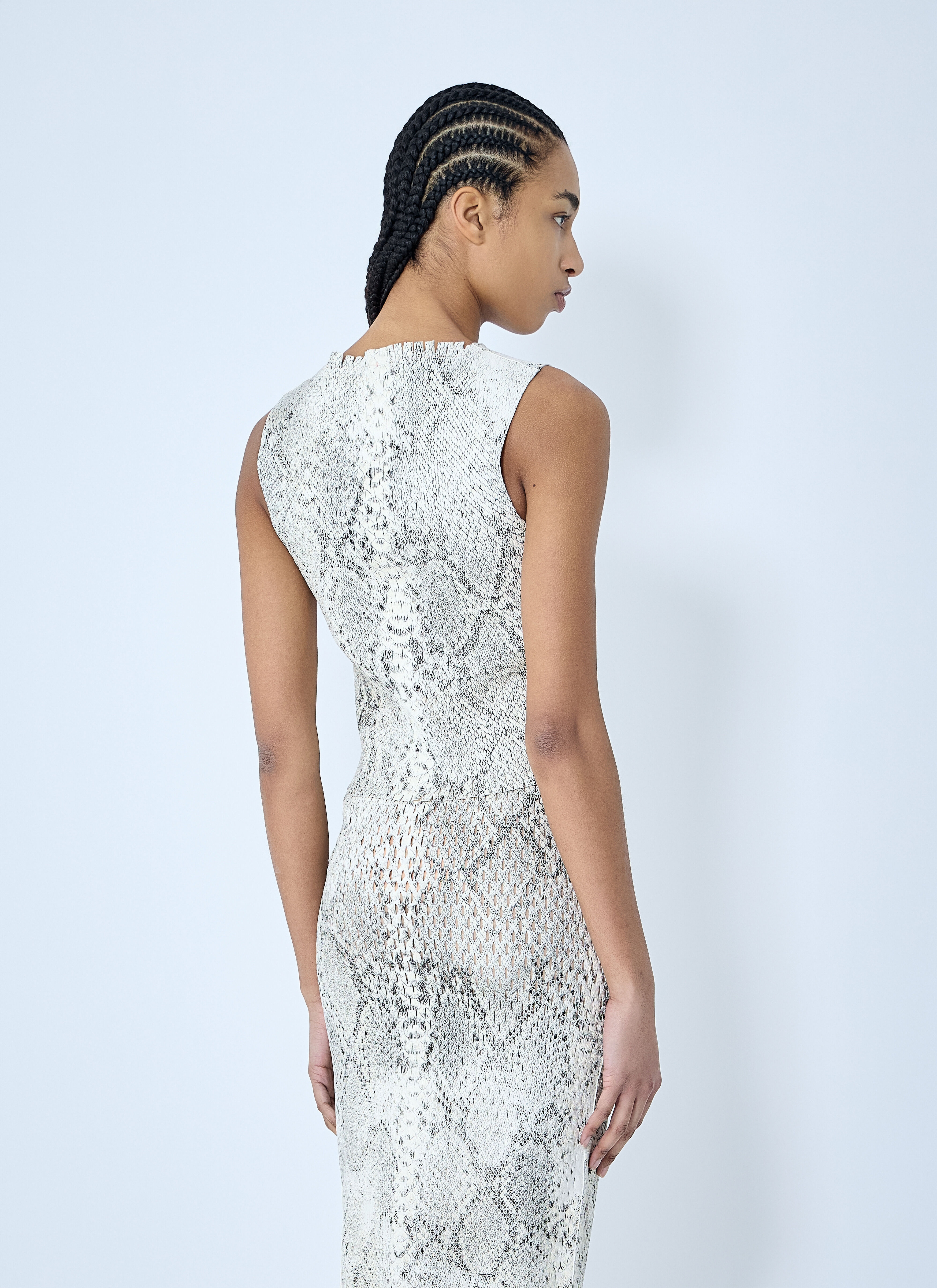 Snake-Print Embossed Tank Top - 4
