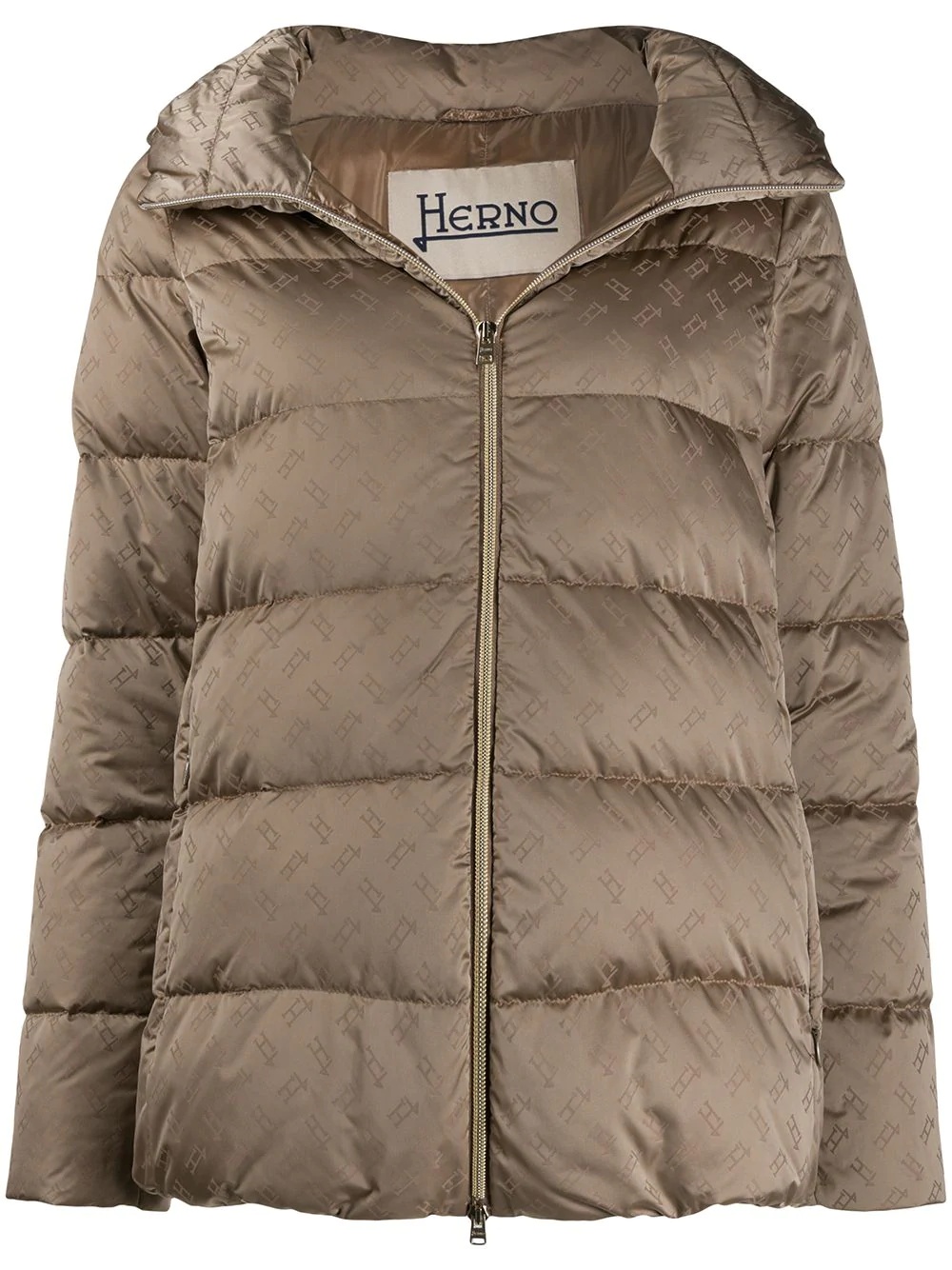 logo print zipped puffer jacket - 1