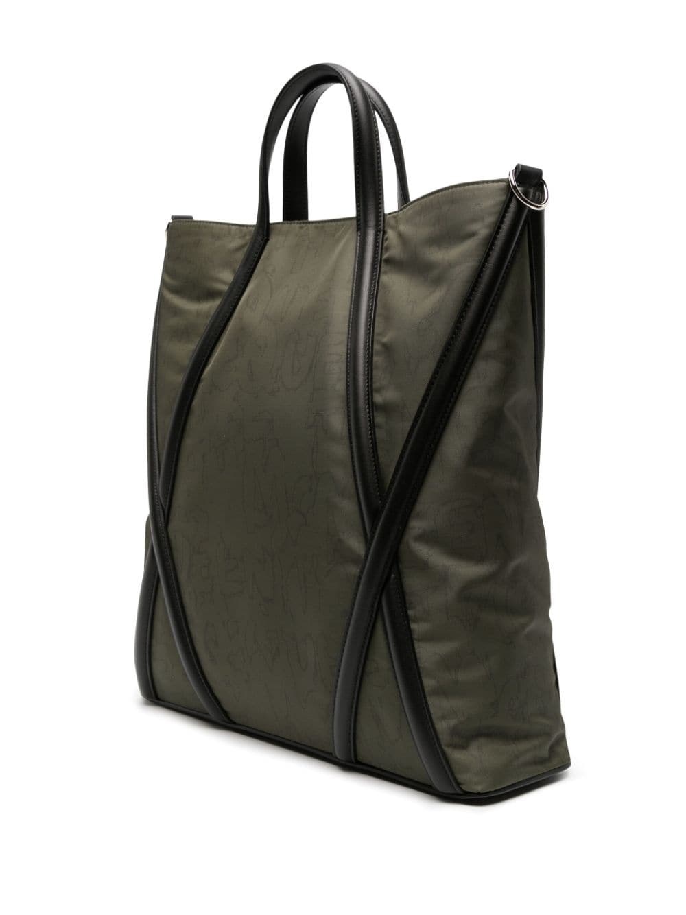panelled-leather gabardine bag - 3