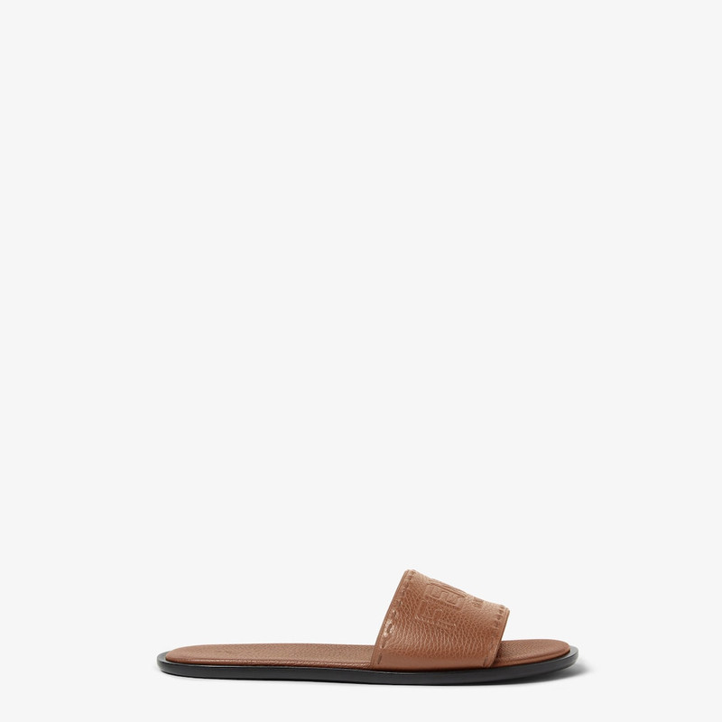 Fendi Roma Leather Slides - 1