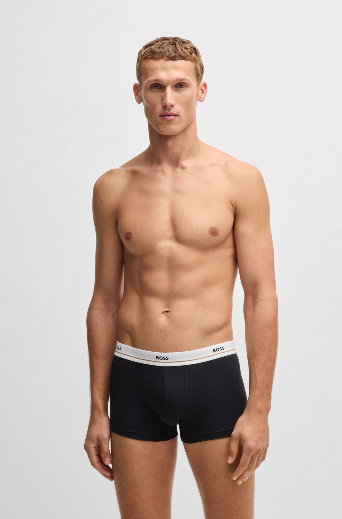 THREE-PACK OF STRETCH-COTTON TRUNKS WITH LOGO WAISTBANDS - 4