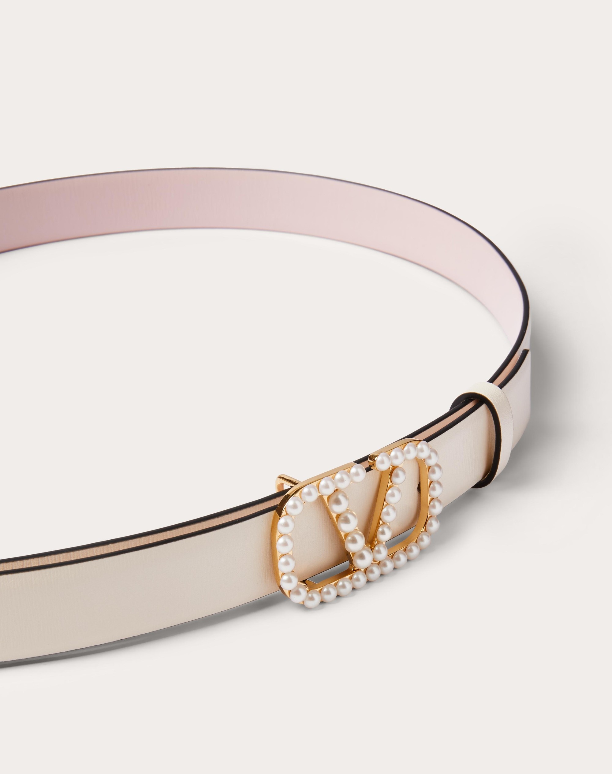VLOGO SIGNATURE REVERSIBLE BELT IN SHINY CALFSKIN WITH PEARLS 20 MM - 4