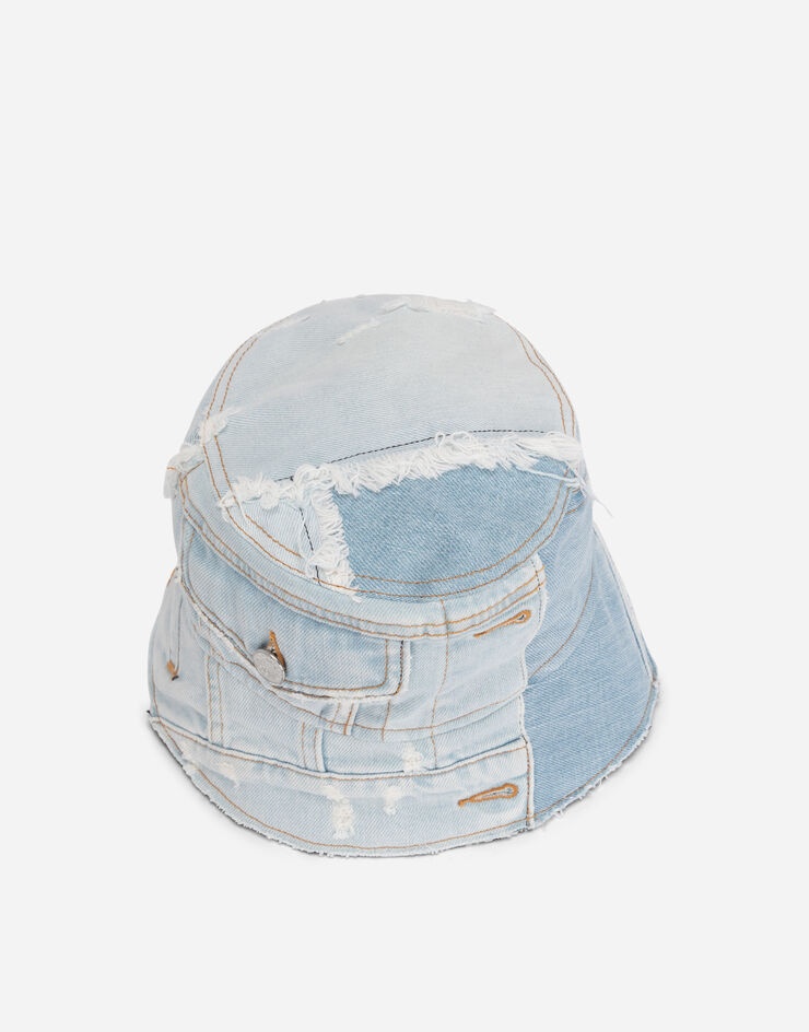 Denim patchwork bucket hat - 2