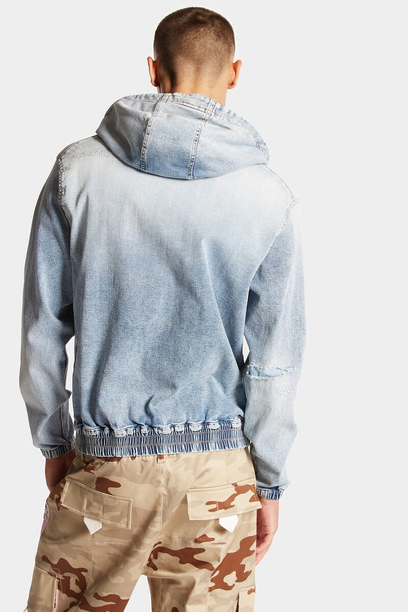 LIGHT SUPER SOFT WASH DENIM DIAMONDS  HOODIE JACKET - 4