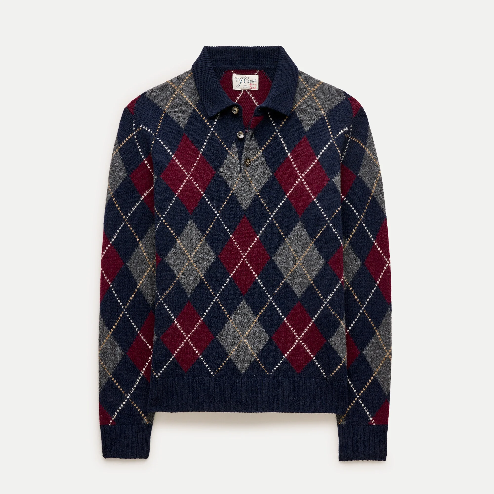 Wool sweater-polo in in argyle - 1