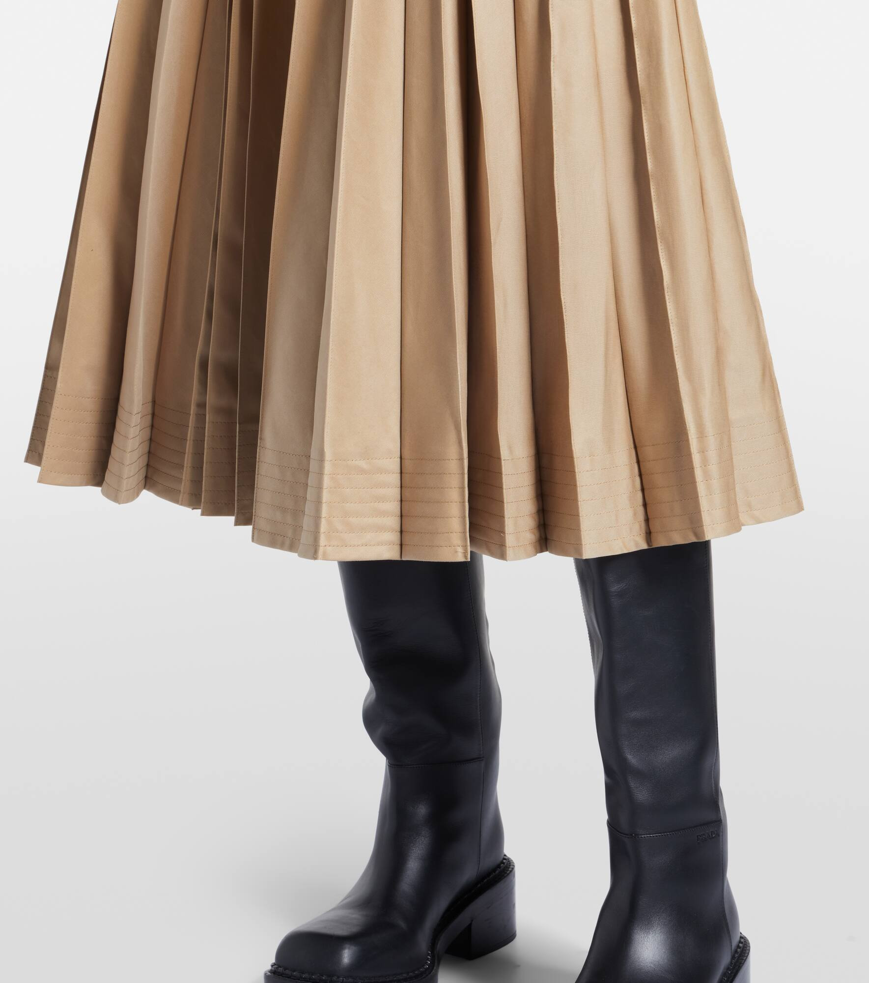 Cotton-blend gabardine midi skirt - 5