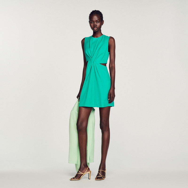 Sandro Short draped dress with cut-outs outlook