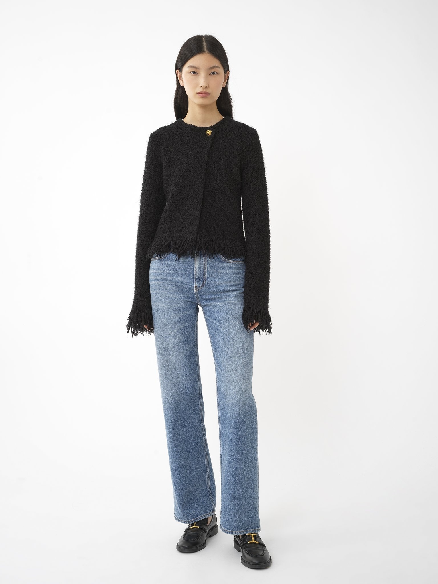 COLLARLESS SHORT FITTED JACKET - 3