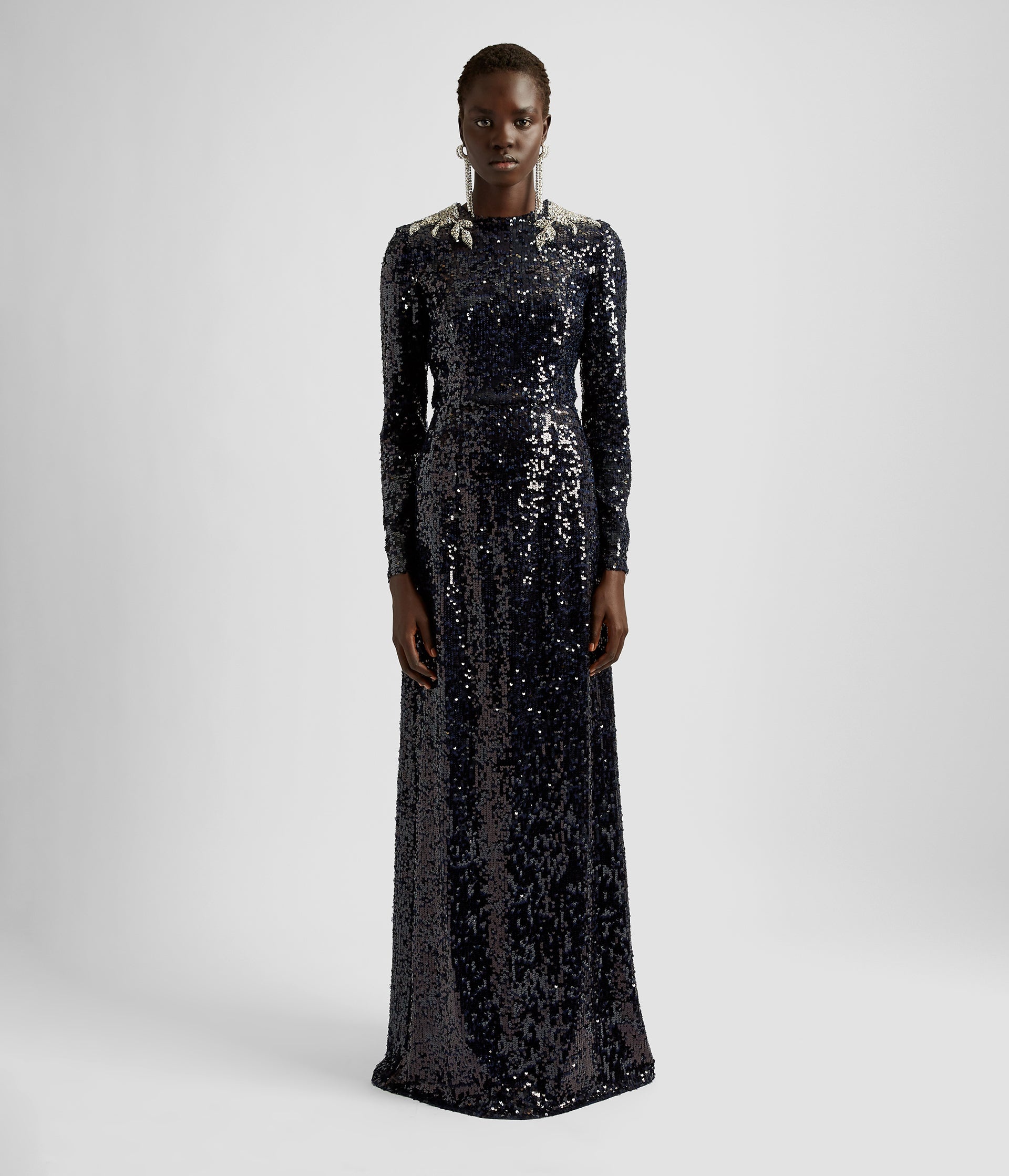 LONG SLEEVE SEQUIN GOWN - 2