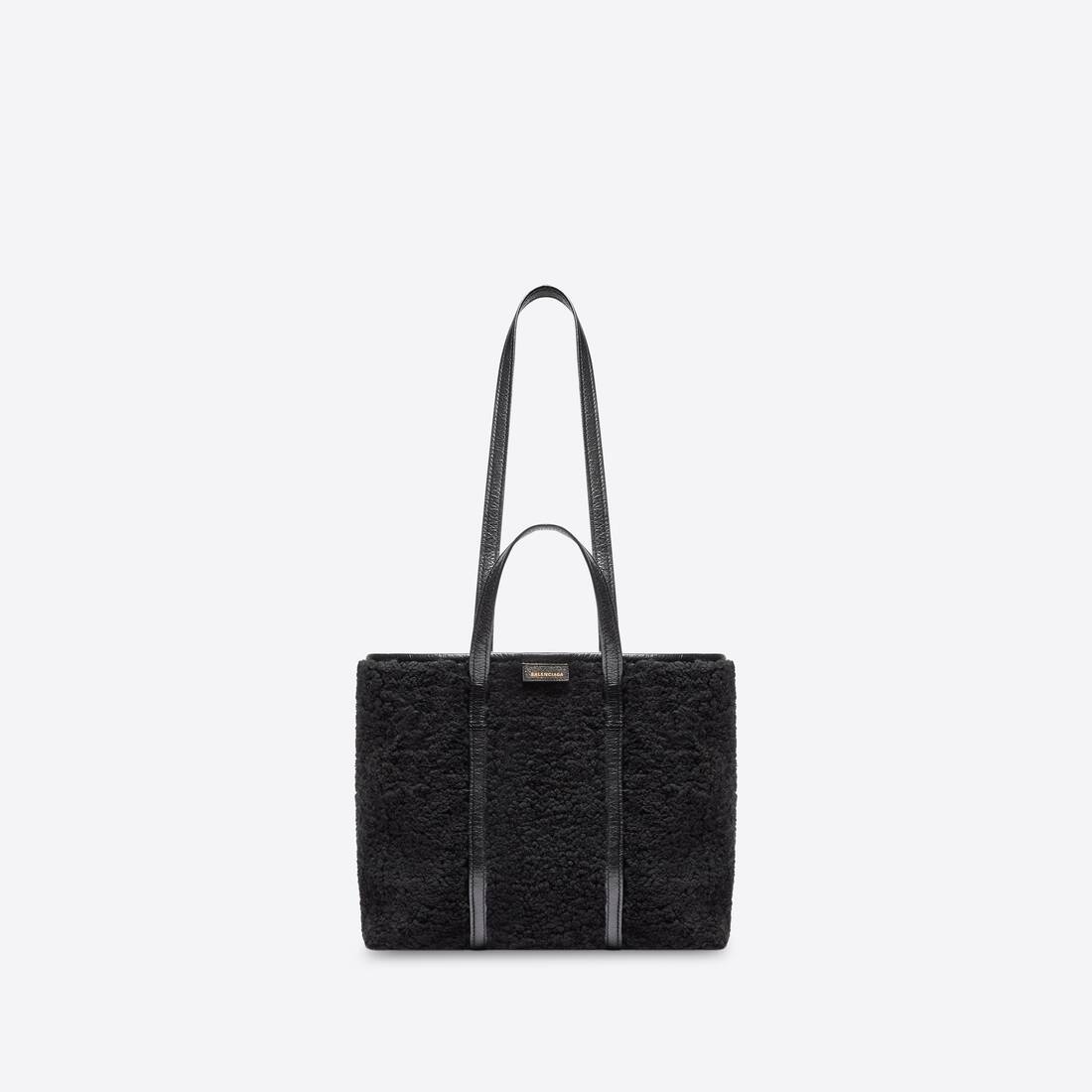 Women's Barbes Medium East-west Shopper Bag In Shearling in Black - 3