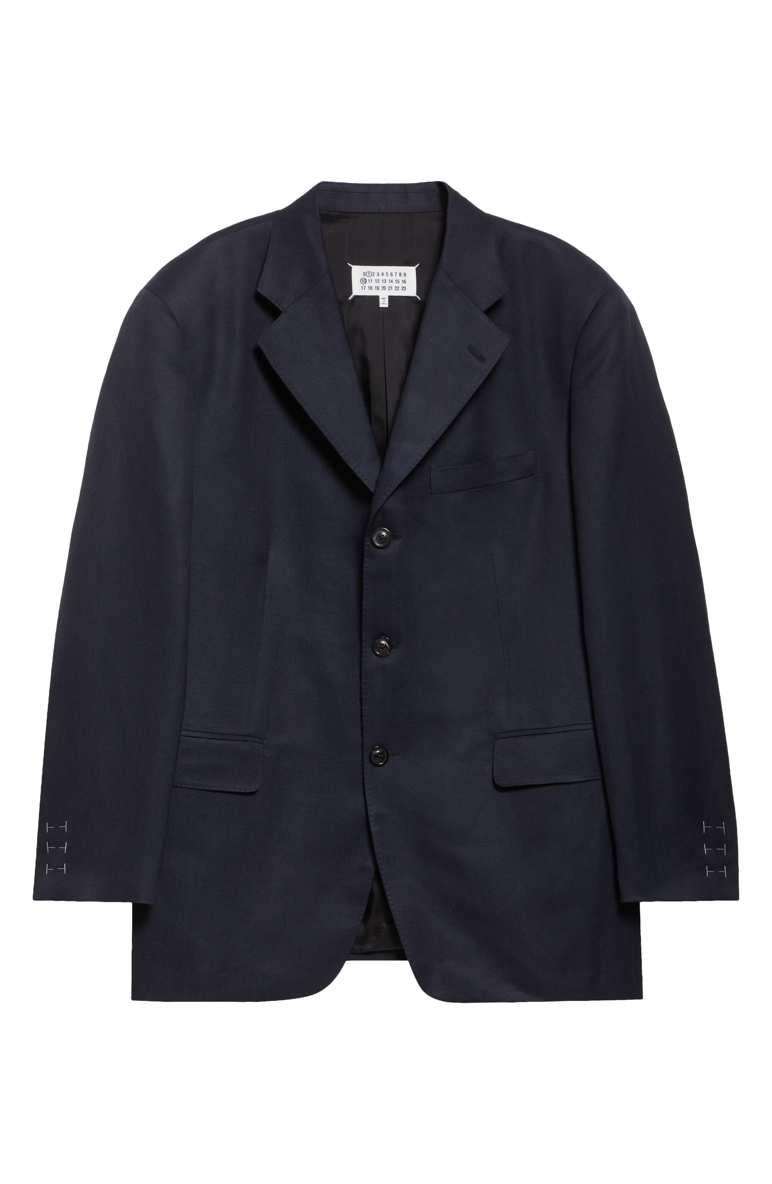 Maison Margiela Work in Progress Virgin Wool & Linen Blazer in Blue at Nordstrom - 6