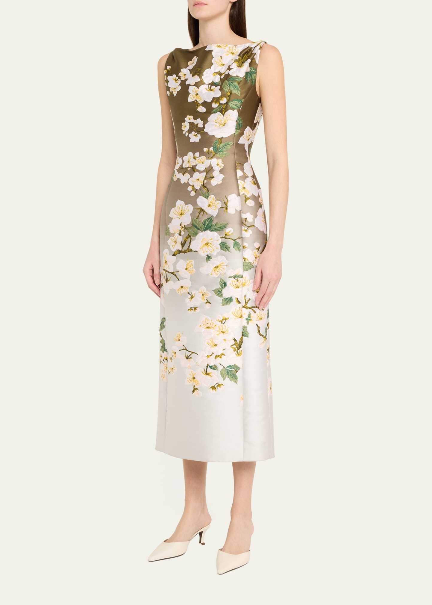 Cherry Blossom Jacquard Ombre Dress - 4