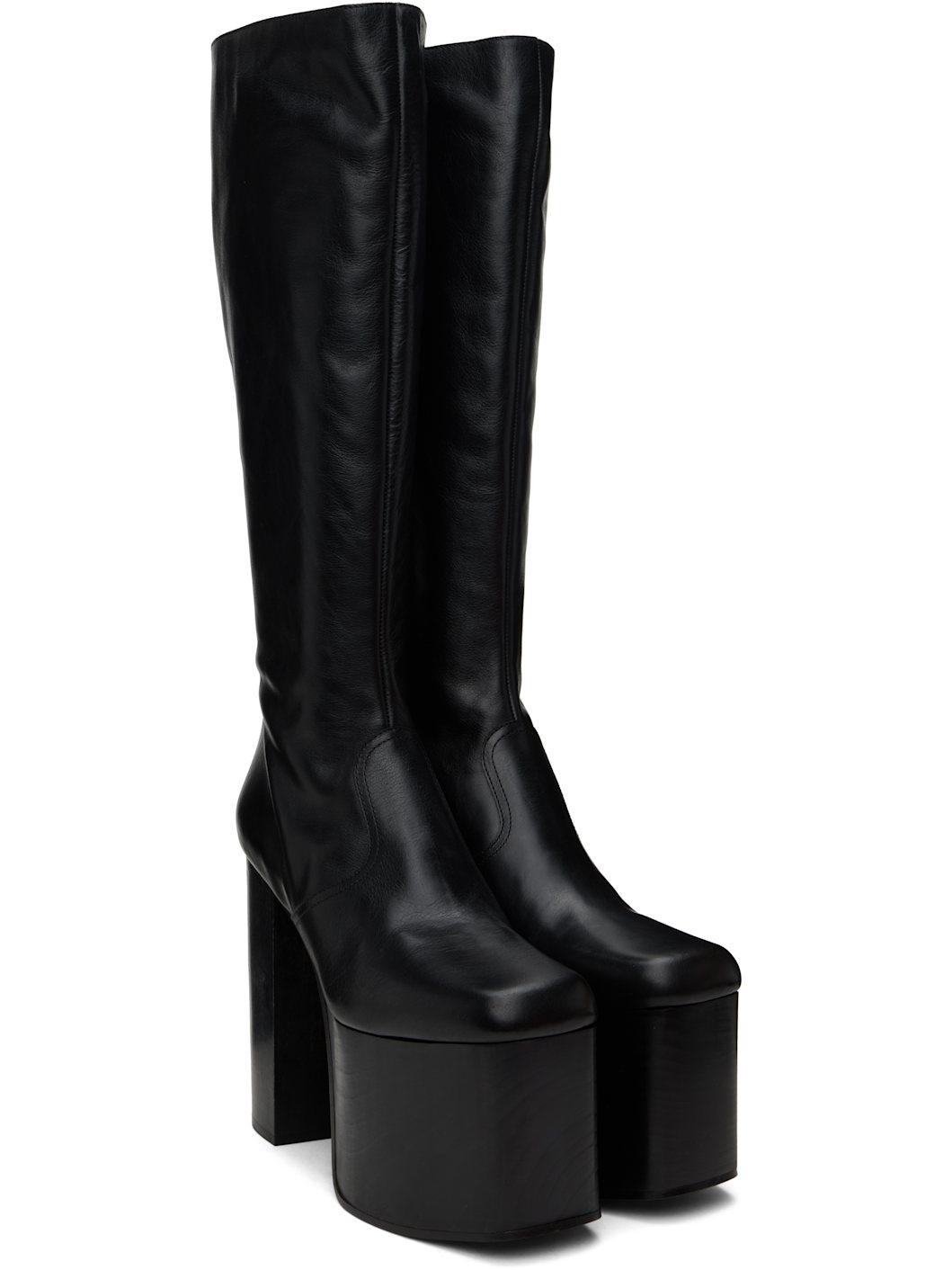 Black Platform Tall Boots - 4