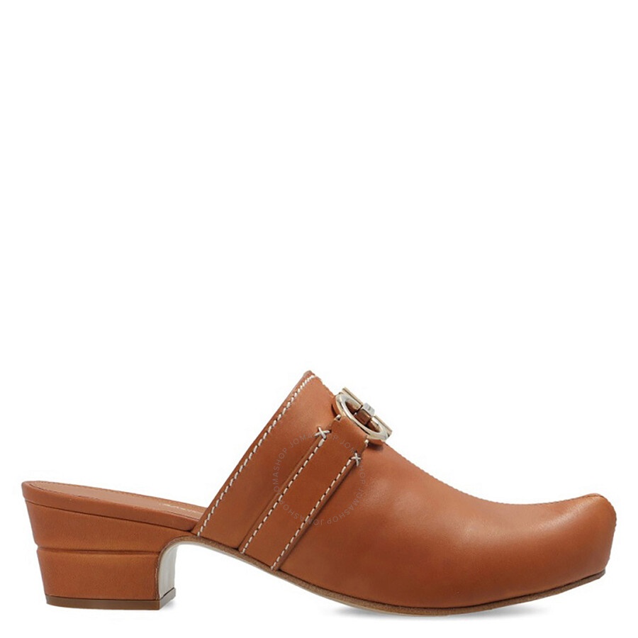 Salvatore Ferragamo Ladies Gancini Leather Mules - 1