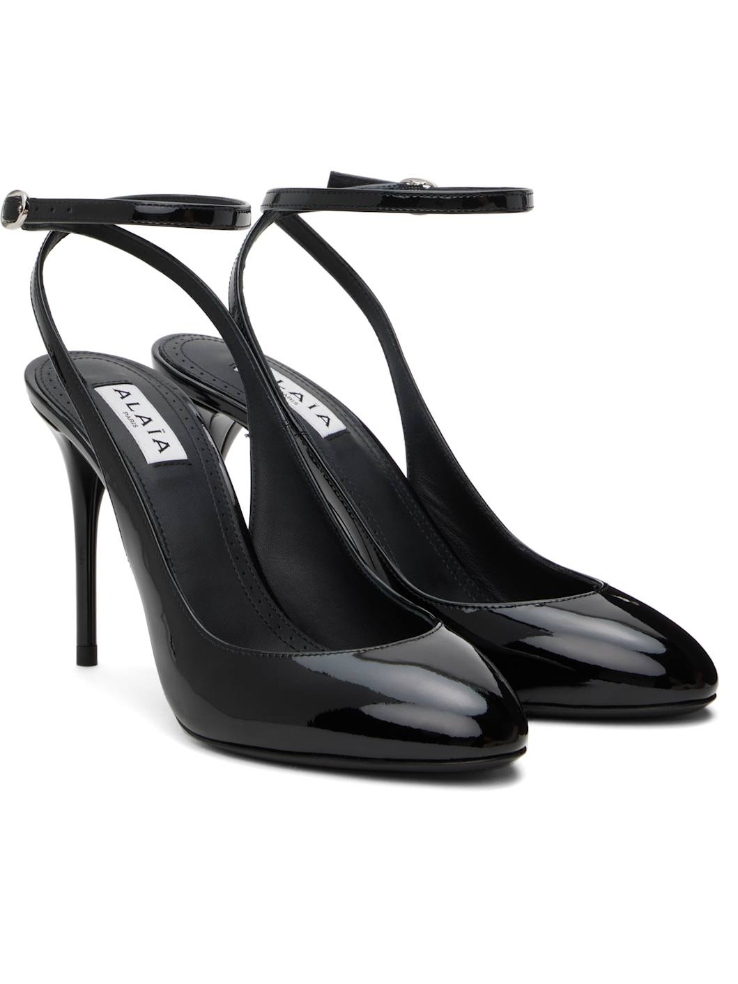 Black Patent Calfskin Slingback 90 Heels - 4
