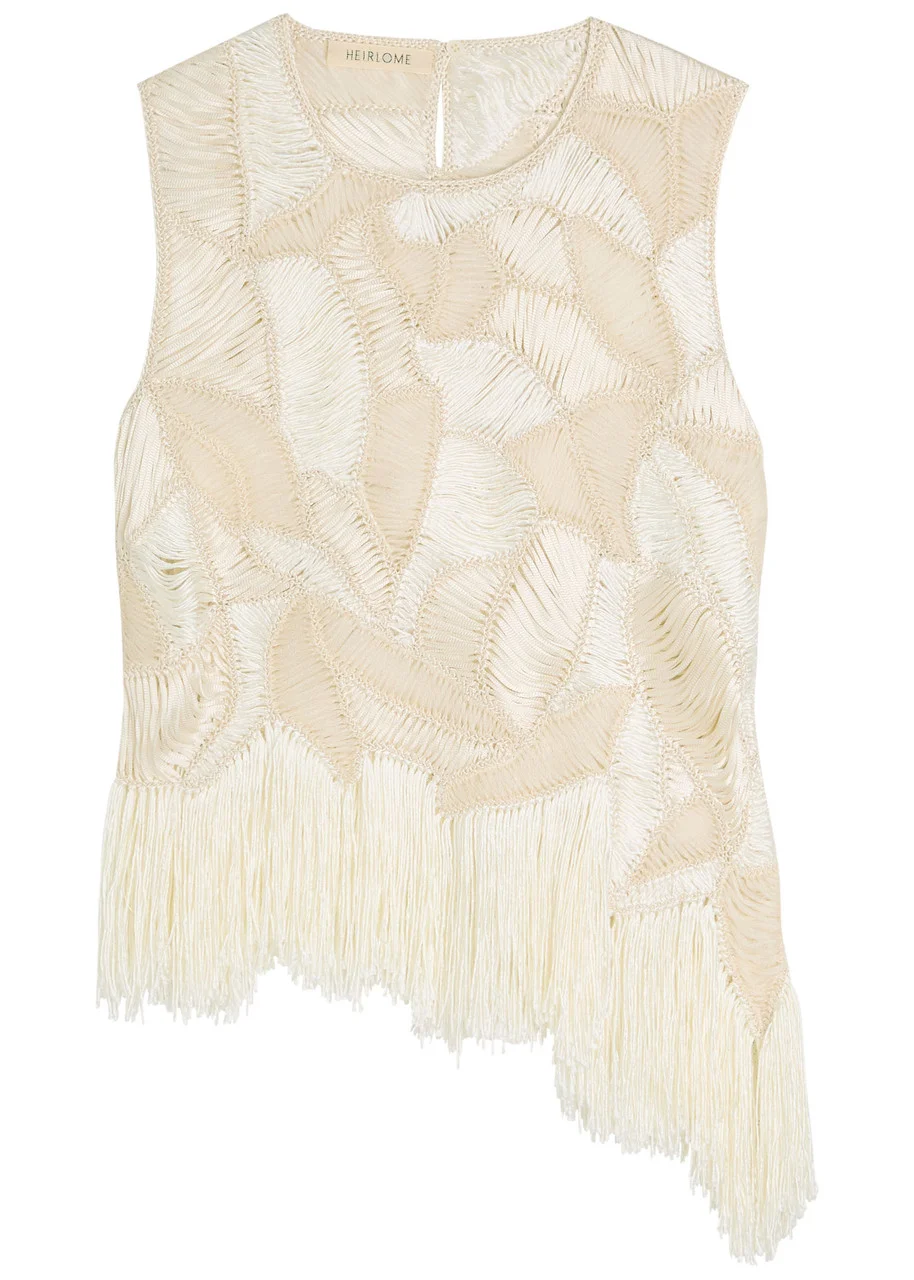 Heirlome Maureen Asymmetric Fringed Silk top - 1