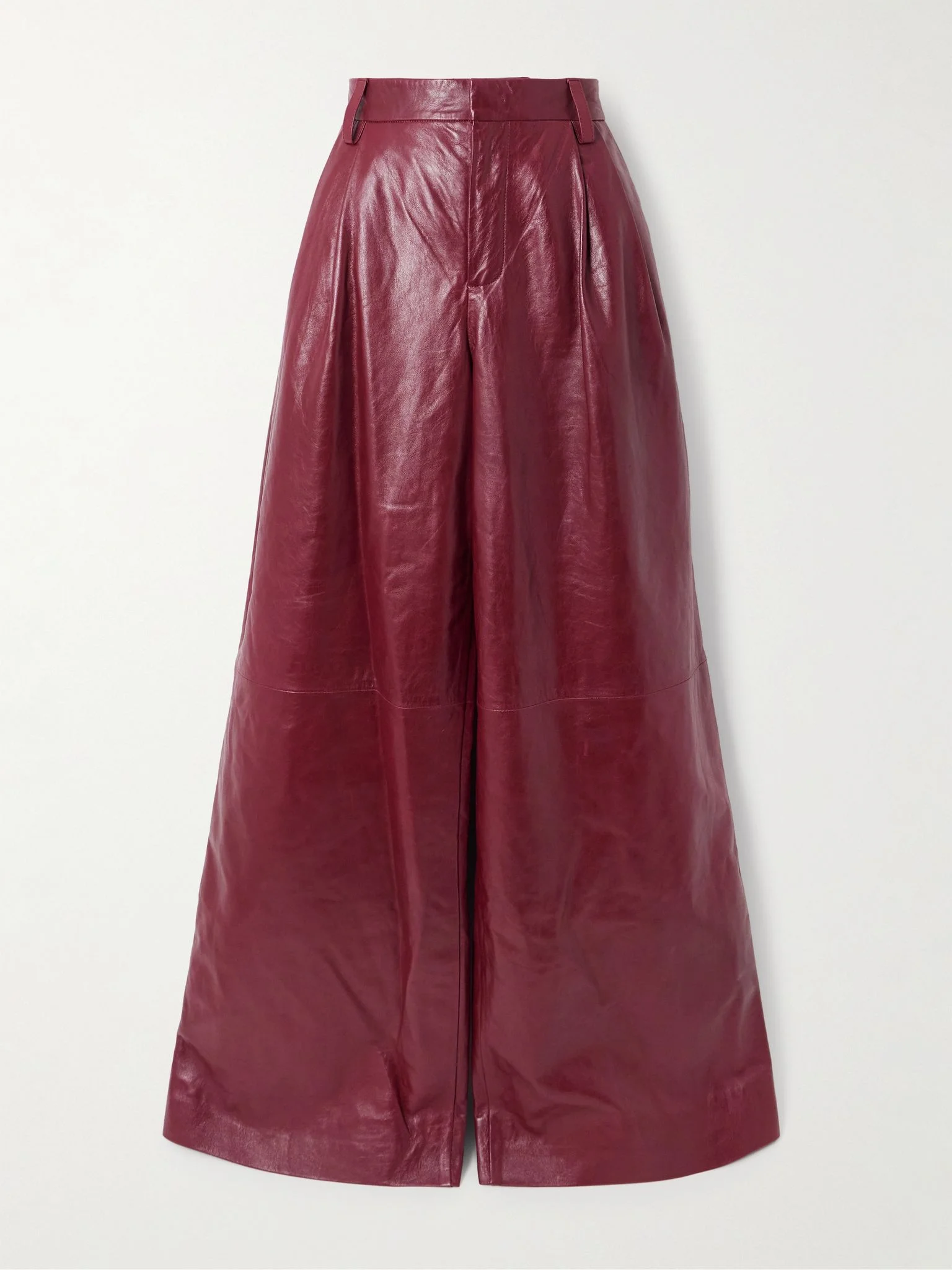 Kobie leather wide-leg pants Burgundy - 1